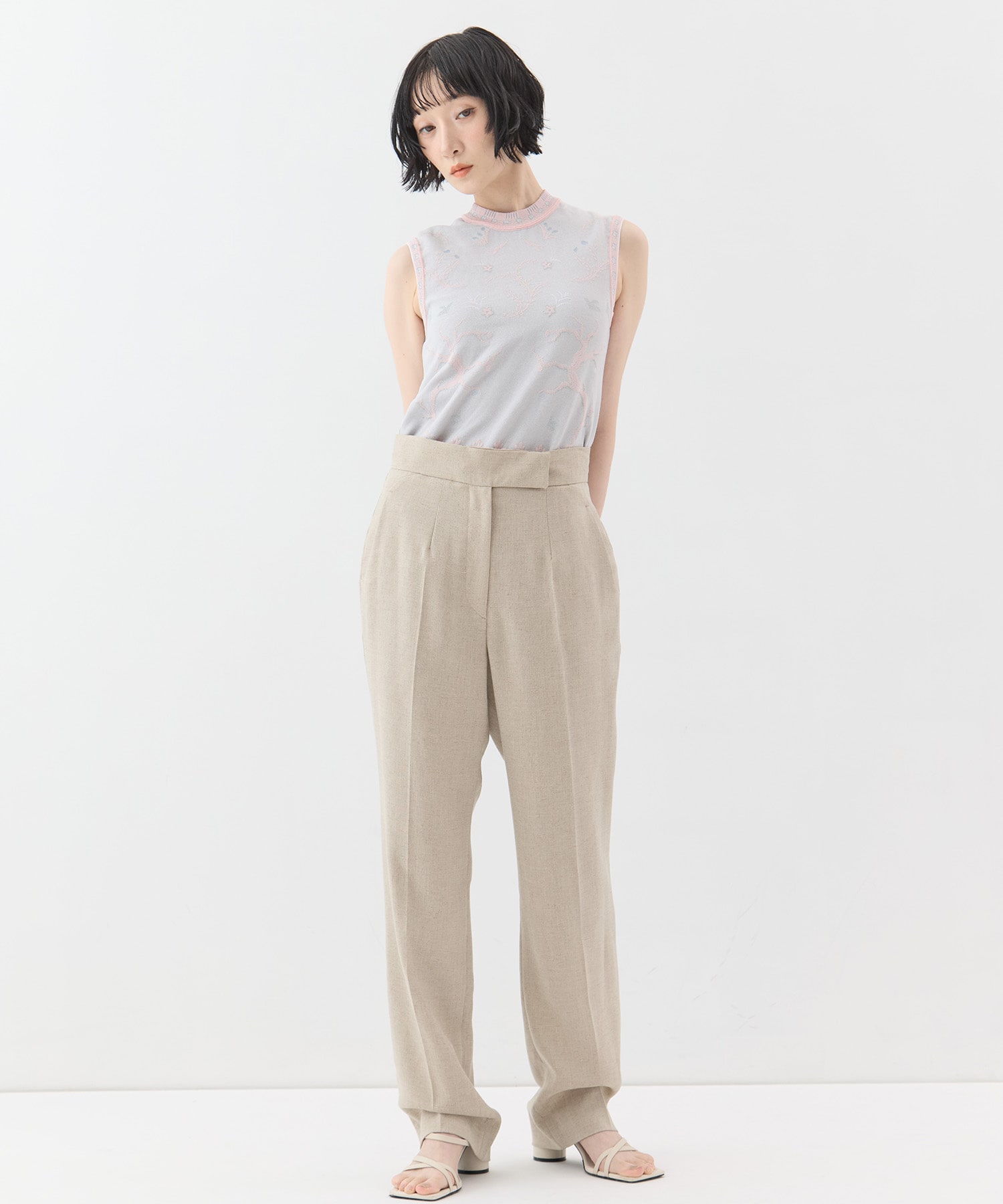 Triacetate Polyester Tapered Trousers Mame Kurogouchi