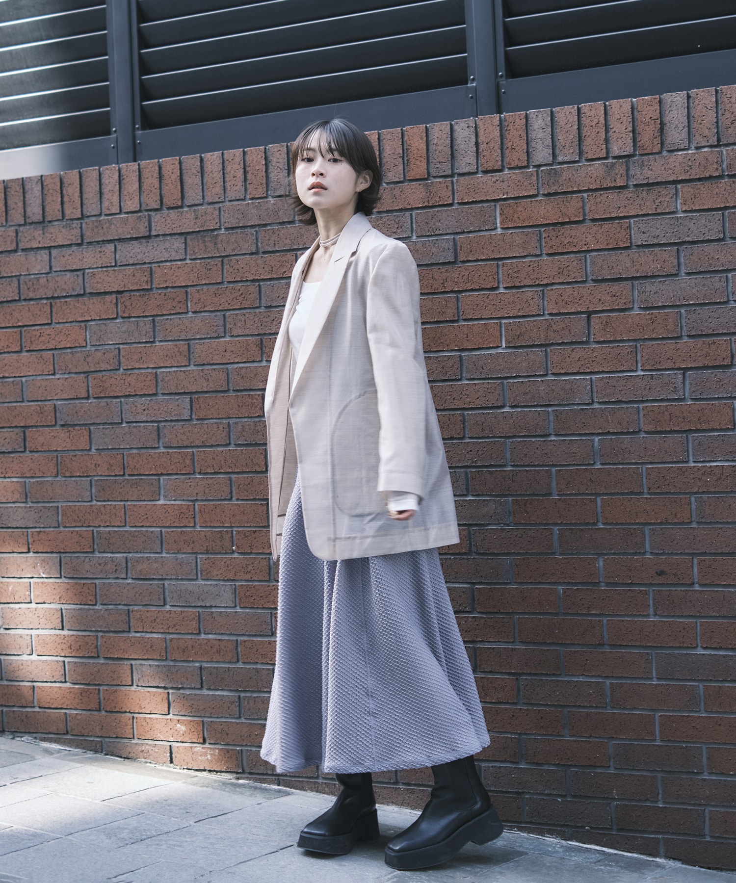 Shirring Jersey Jacquard Flare Skirt Mame Kurogouchi