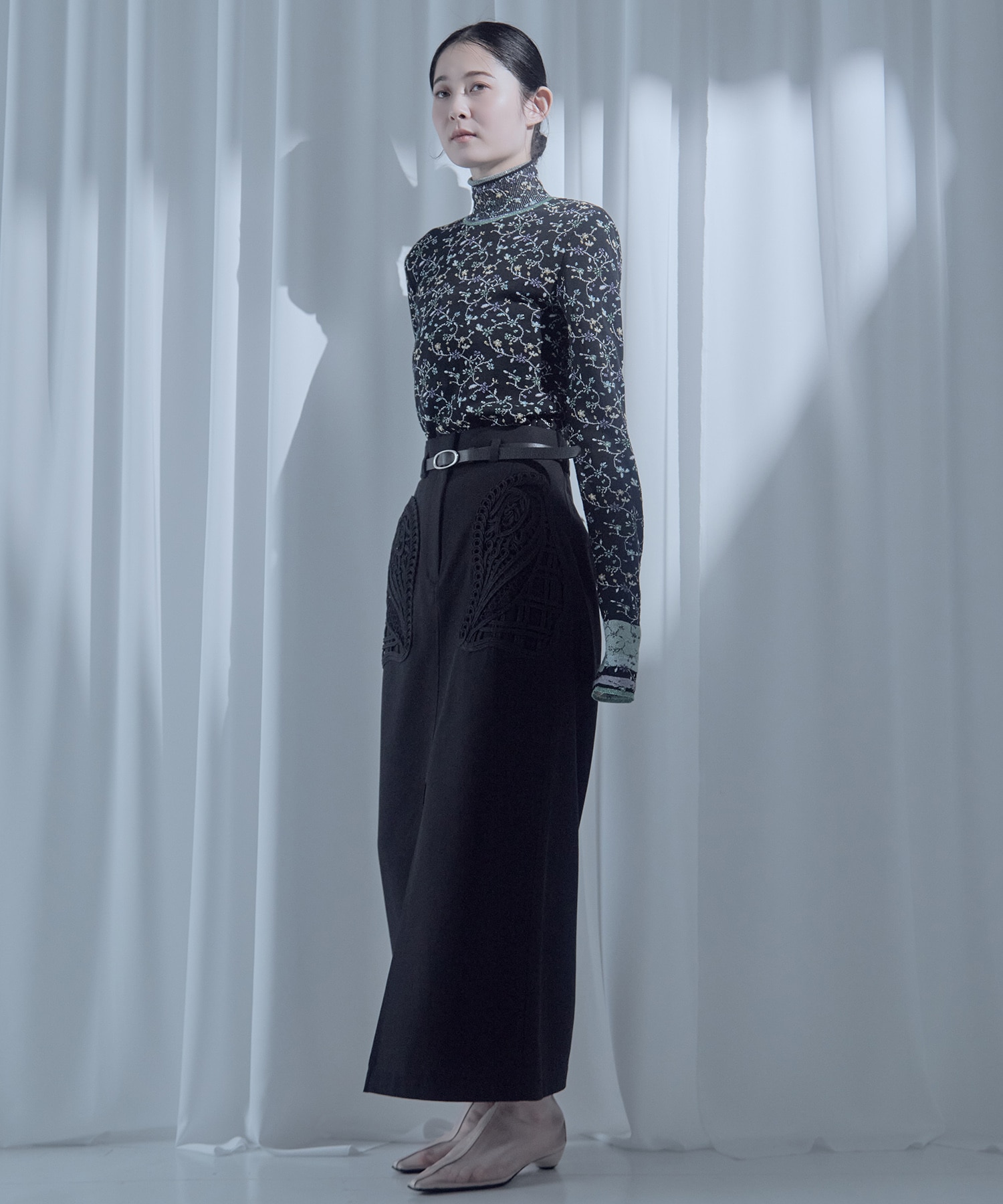 別注Cording Embroidery Detailed I-line Skirt Mame Kurogouchi