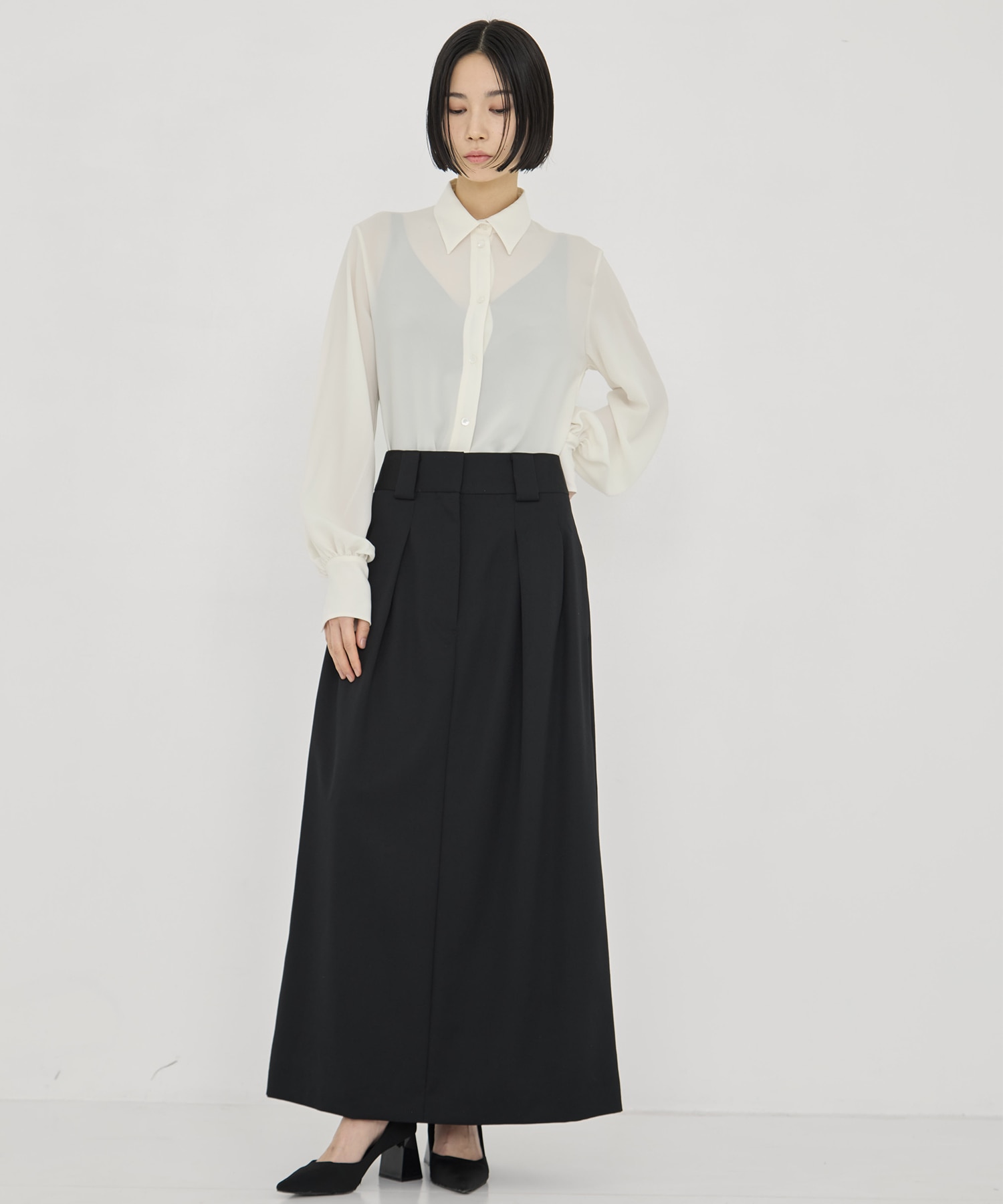 BLACK FORMAL HIGH WAIST SKIRT CINOH