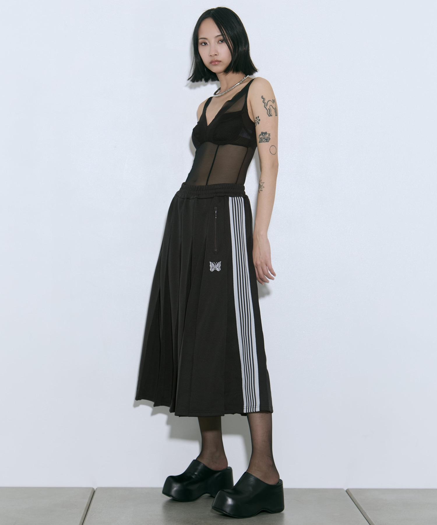 Pleated Track Skirt - Poly Smooth 
