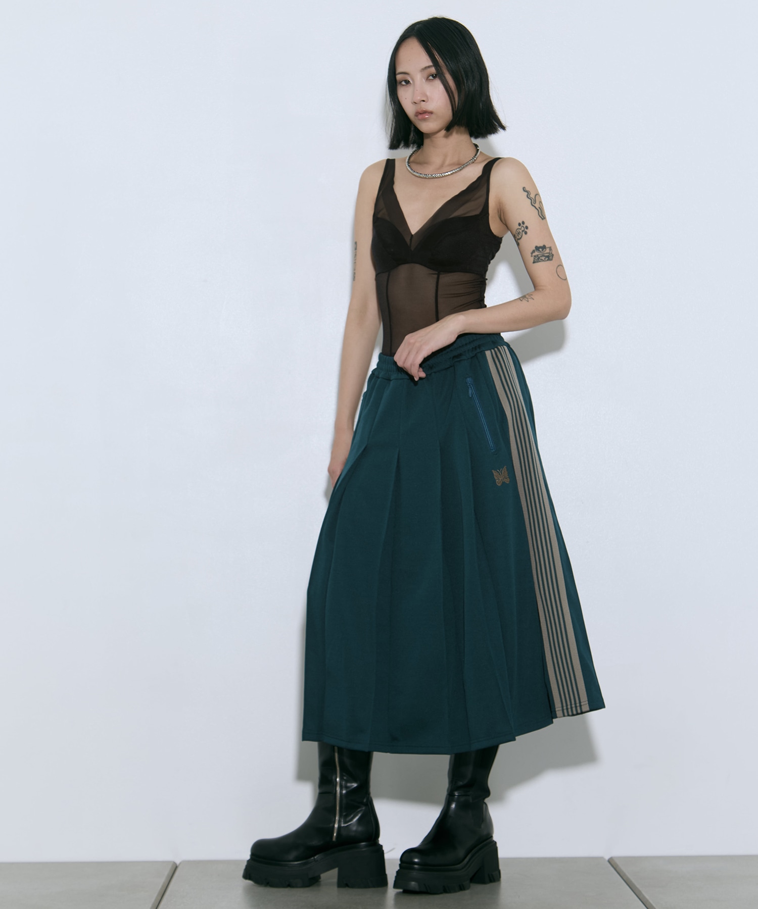 Pleated Track Skirt - Poly Smooth 