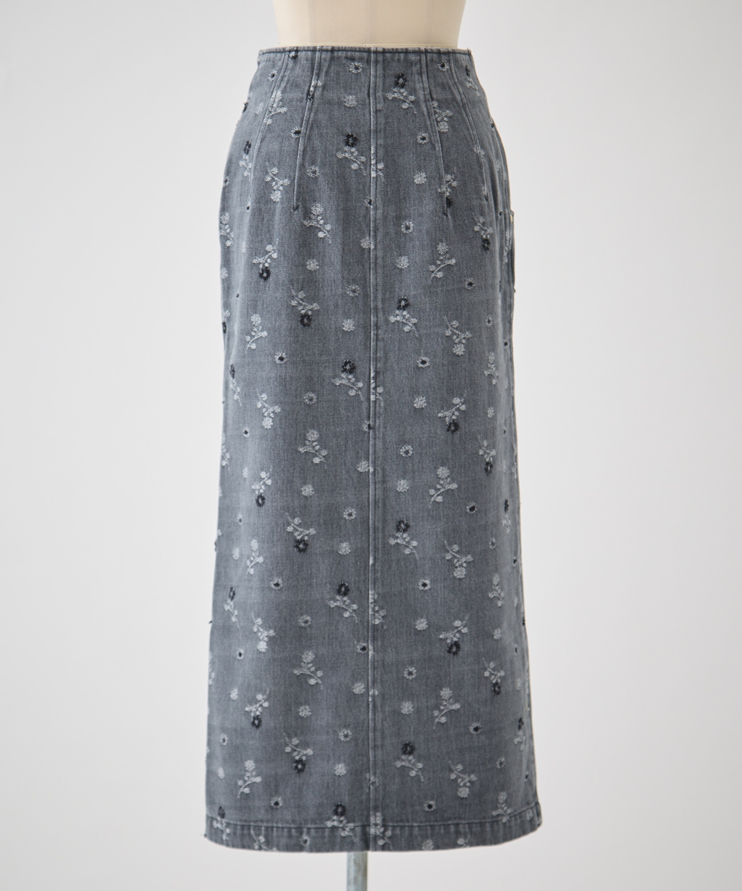 Floral Jacquard High Waisted Denim Skirt Mame Kurogouchi