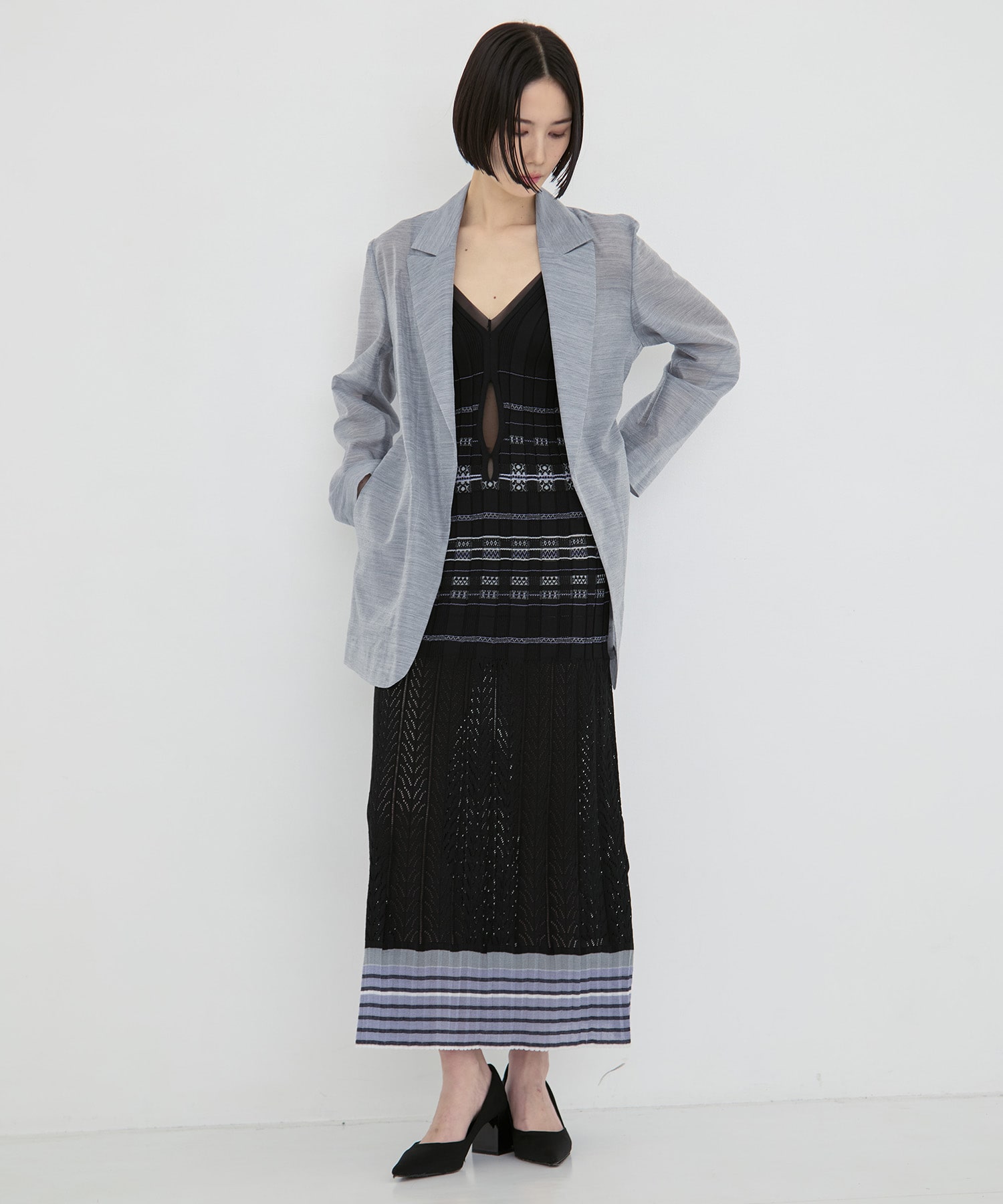 Wool Nylon Shimmering Jacket Mame Kurogouchi