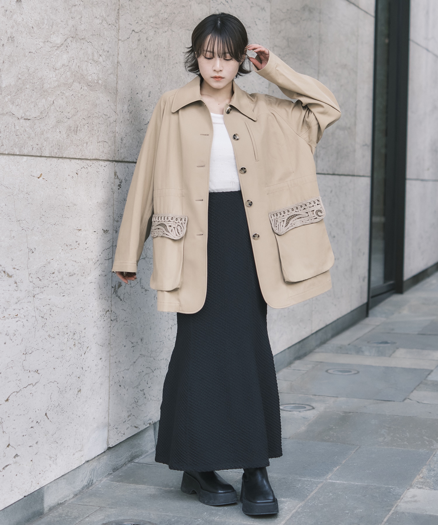 Cording Embroidery Detailed Middle Length Jacket Mame Kurogouchi