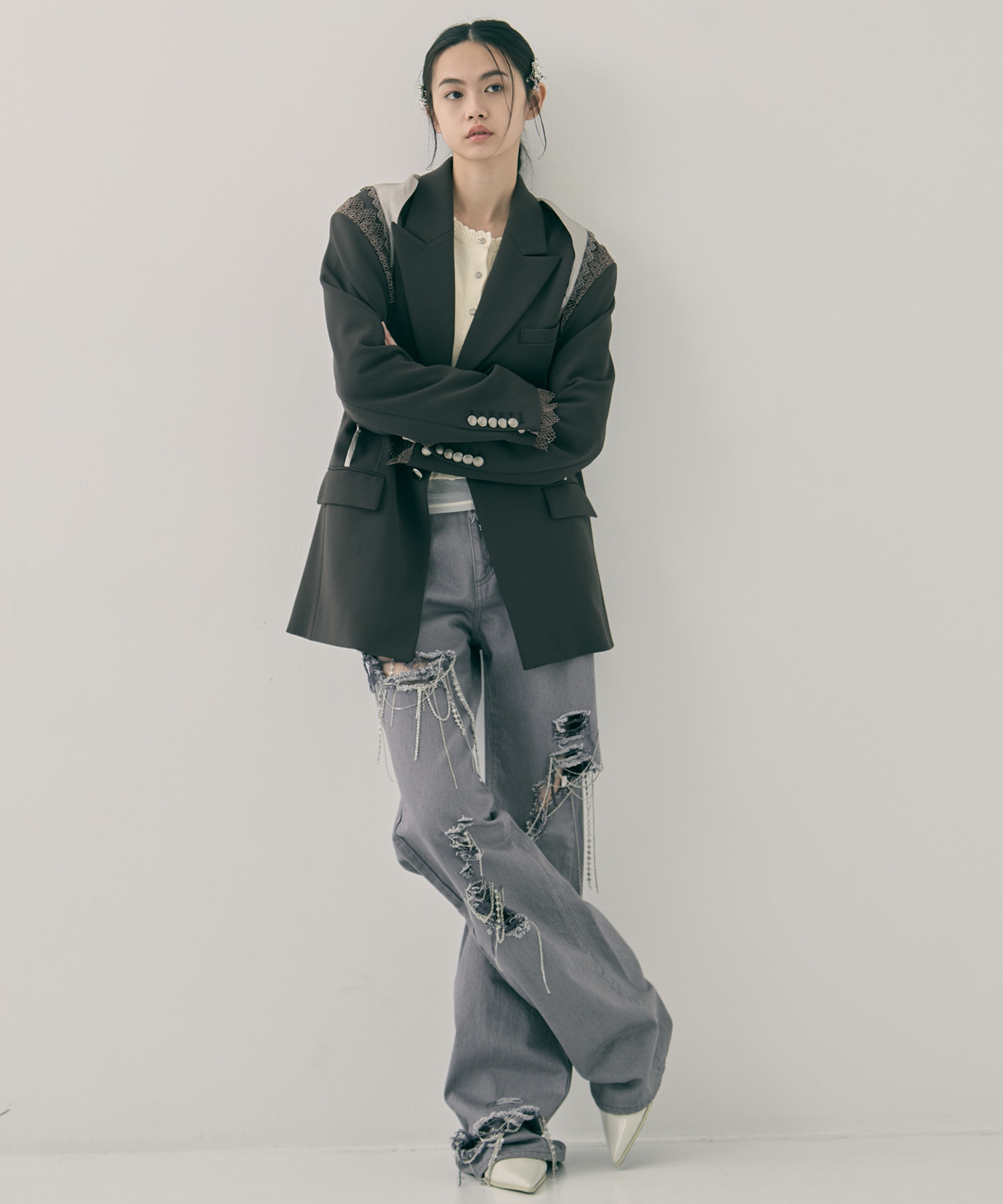 garter collar peaked lapel jacket tanakadaisuke