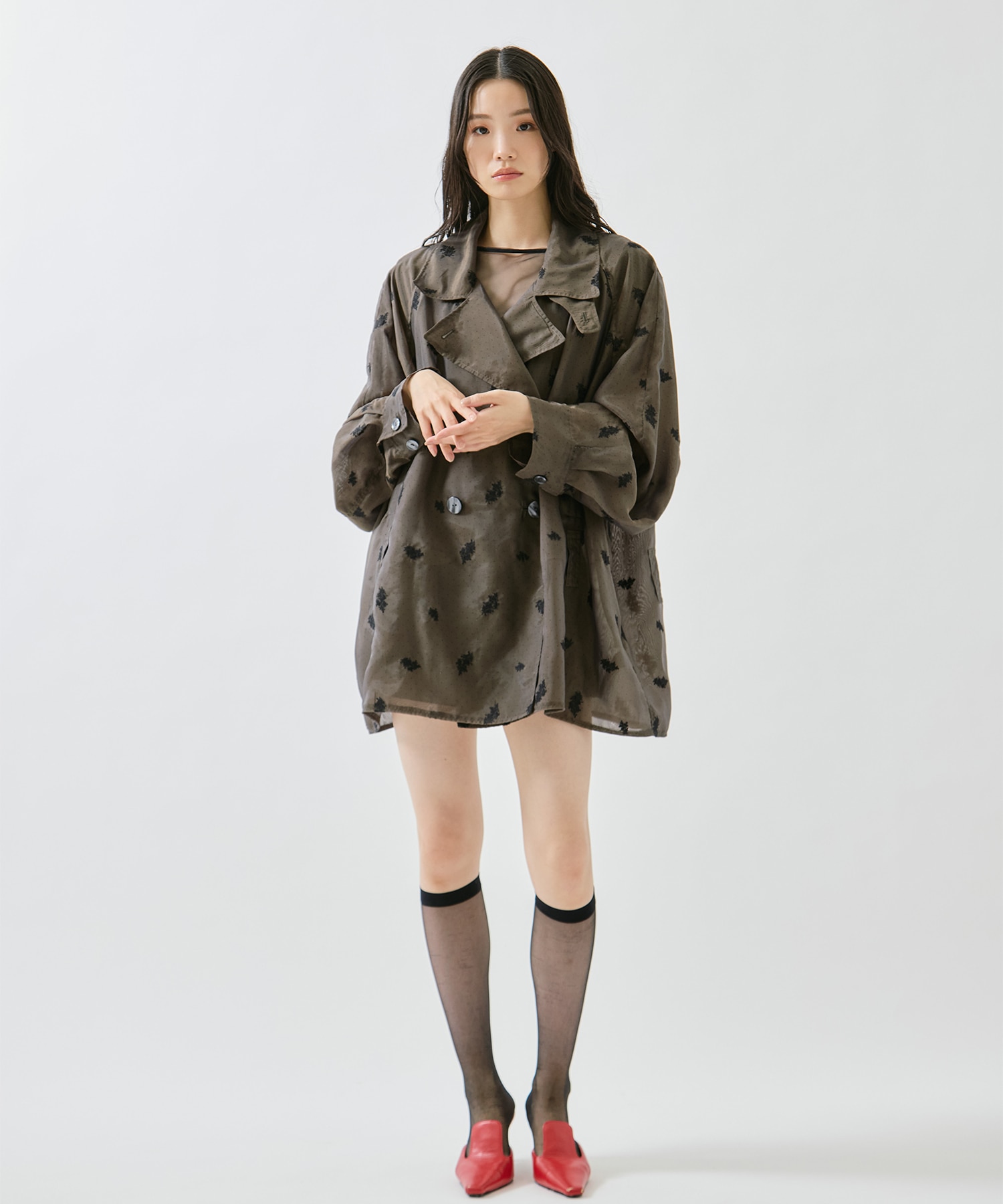DOT FLOWER VEIL TRENCH AMERI