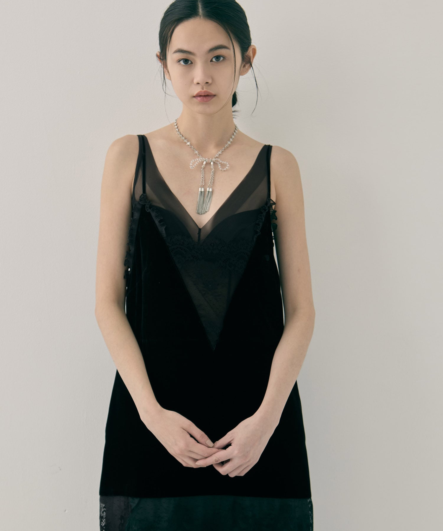 crystal ribbon chain necklace tanakadaisuke