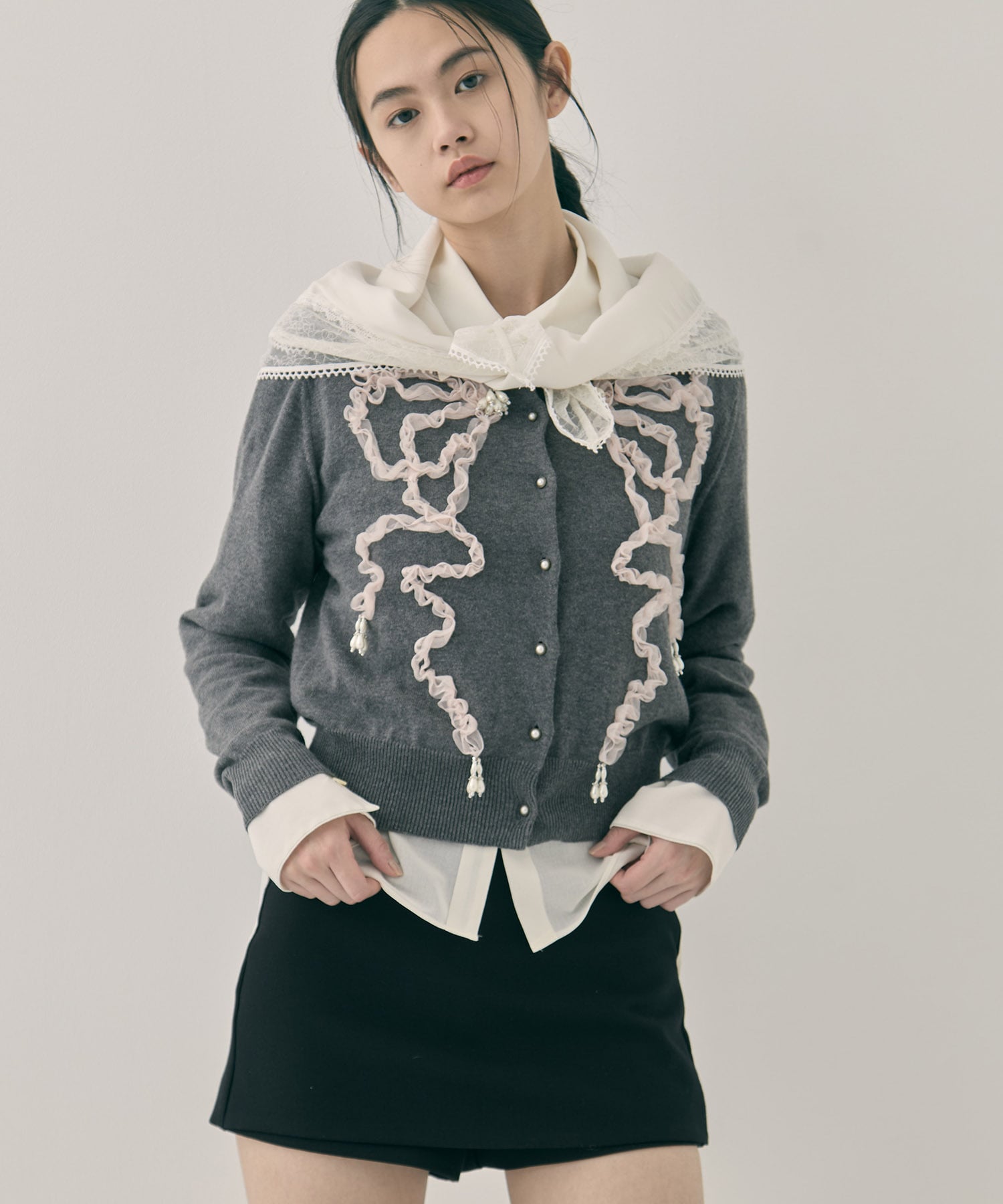 flower lace frame scarf tanakadaisuke