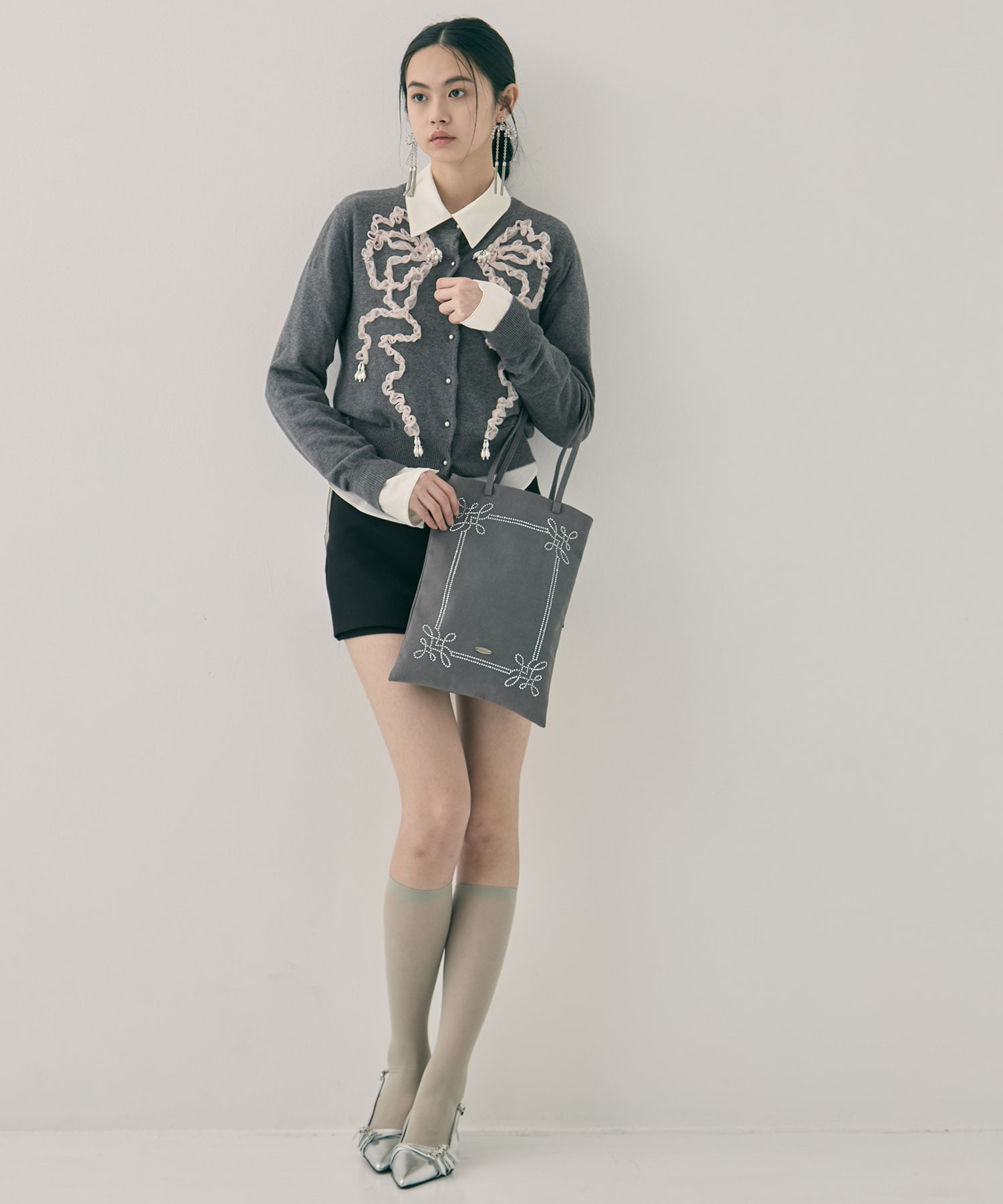 Rhinestone frame tote bag tanakadaisuke