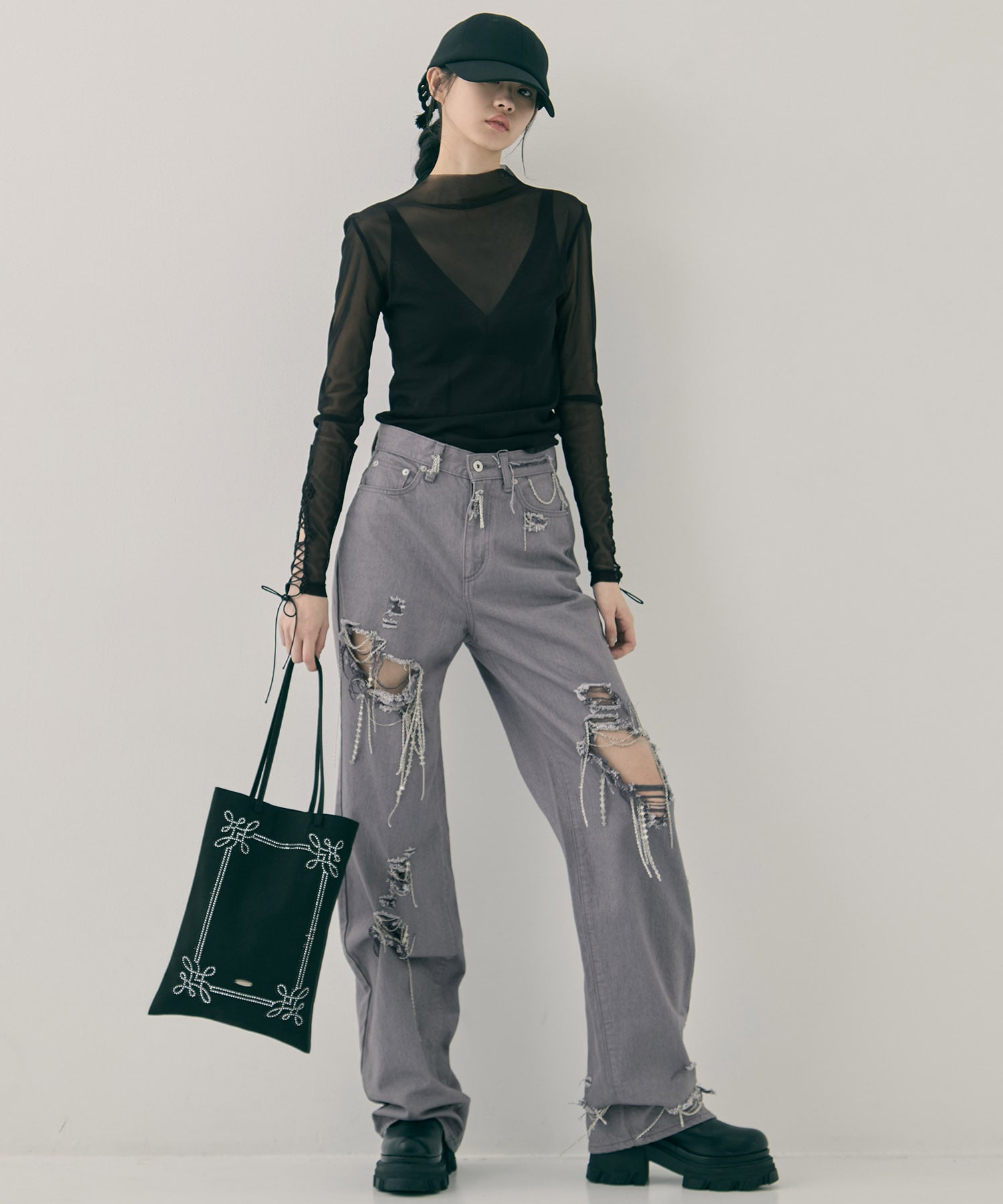 Rhinestone frame tote bag tanakadaisuke