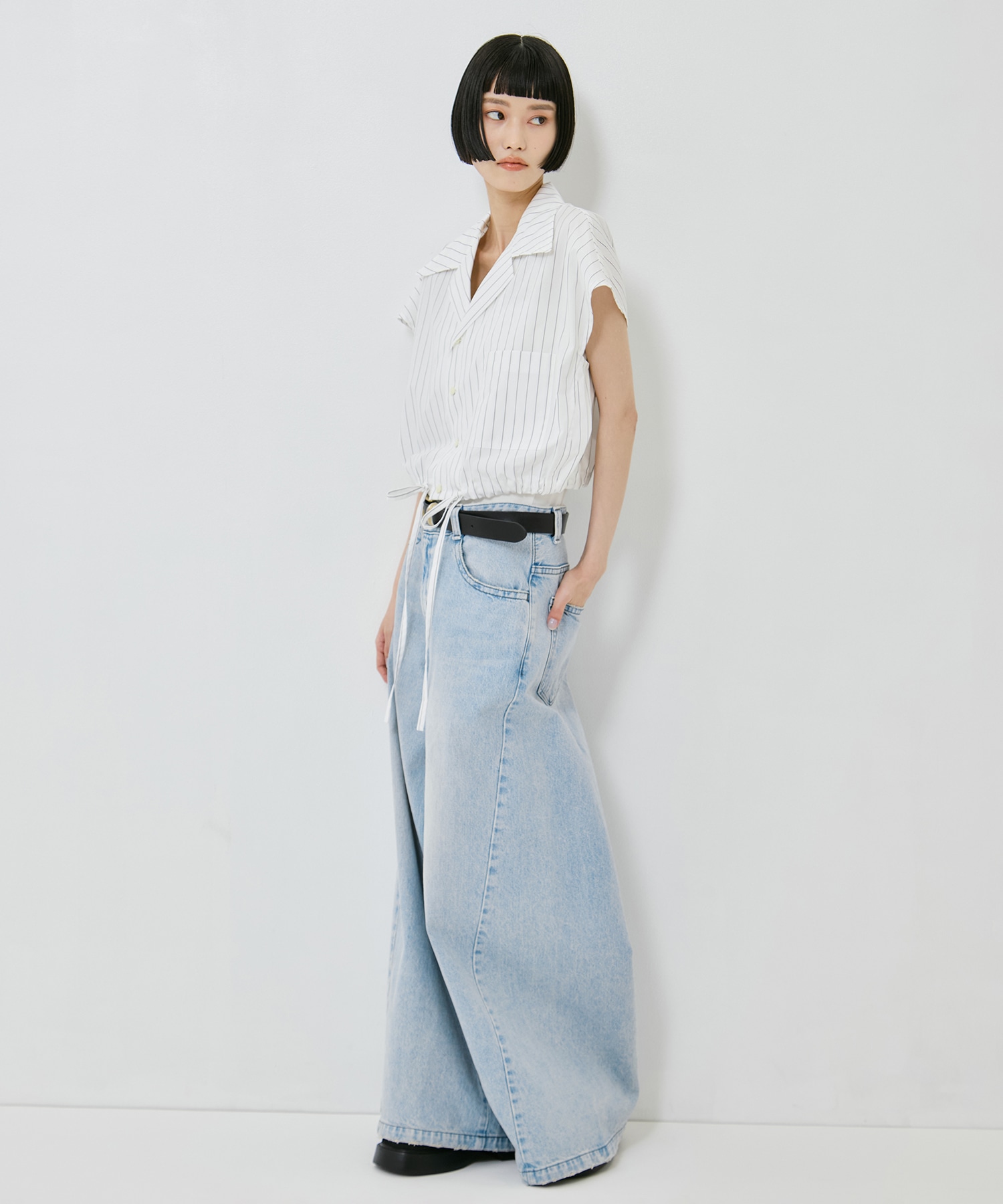 Open Collar Cropped Shirt UJOH