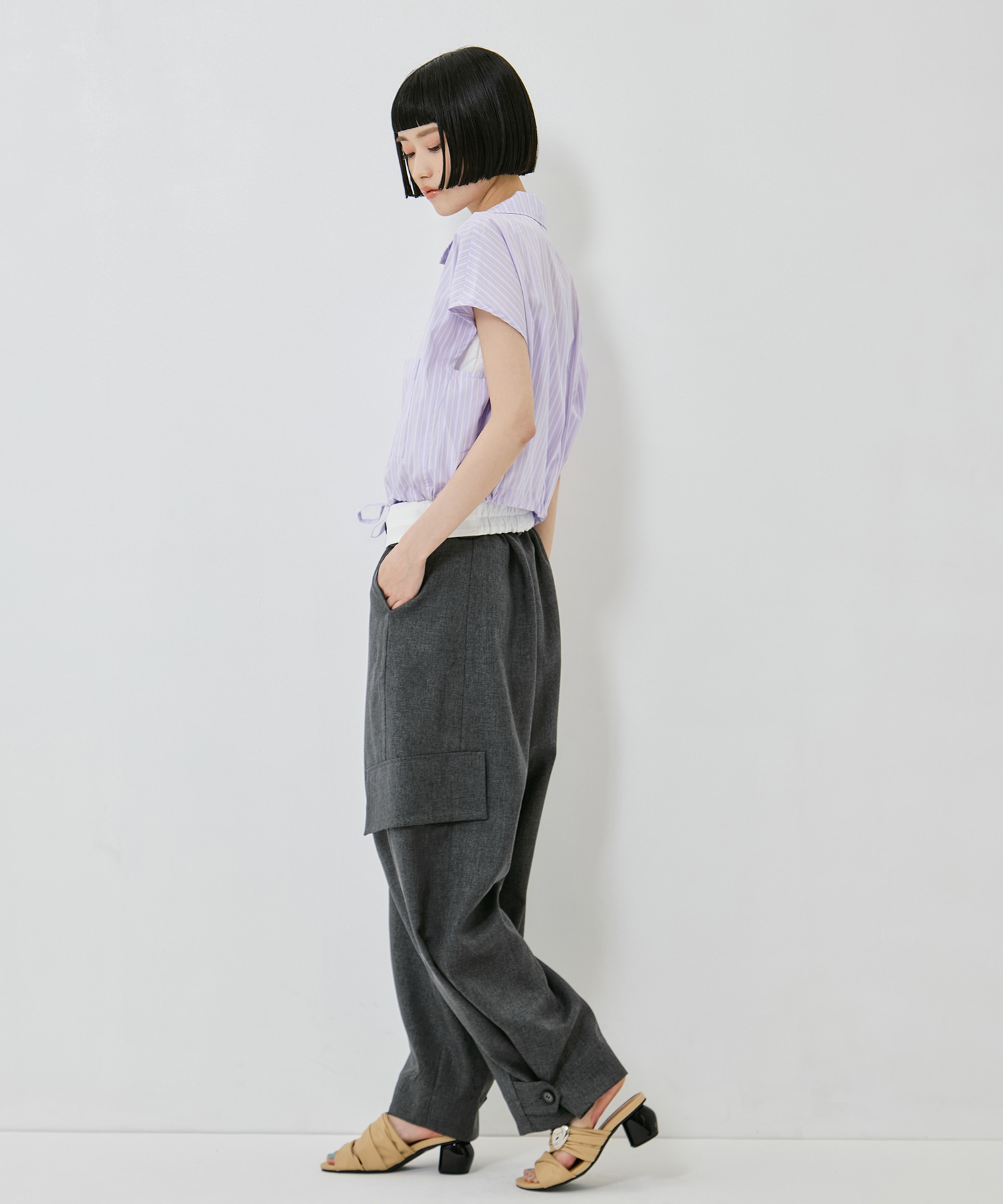 Open Collar Cropped Shirt UJOH