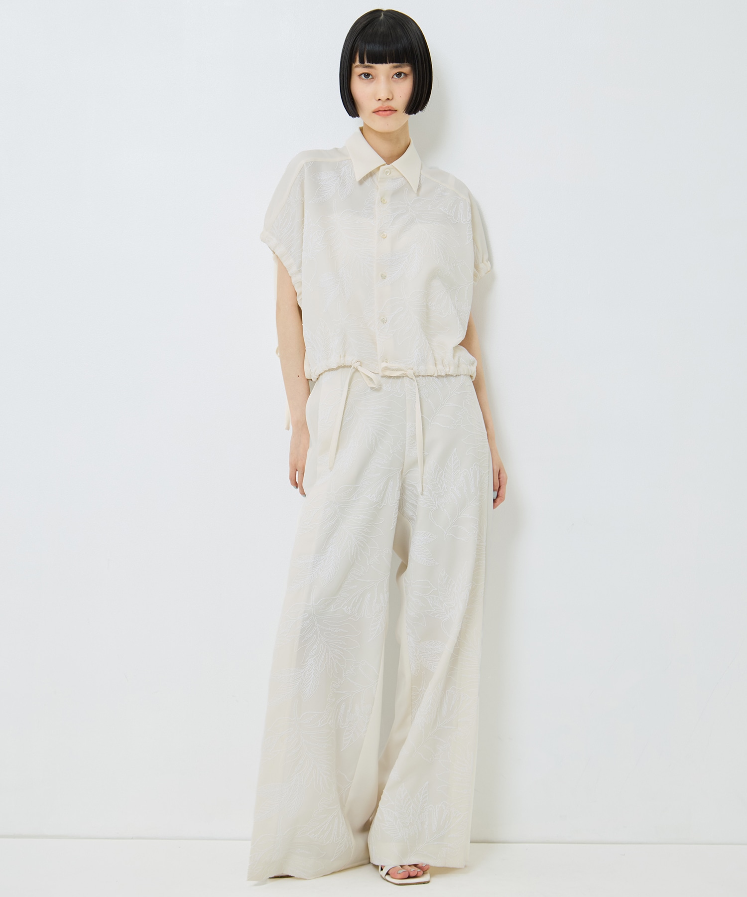 別注 FLOWER LACE GATHER SLEEVE SHIRT UJOH