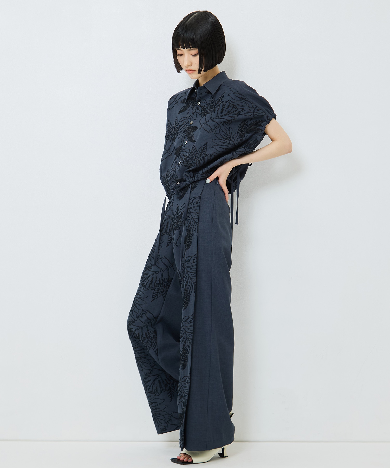別注 FLOWER LACE GATHER SLEEVE SHIRT UJOH