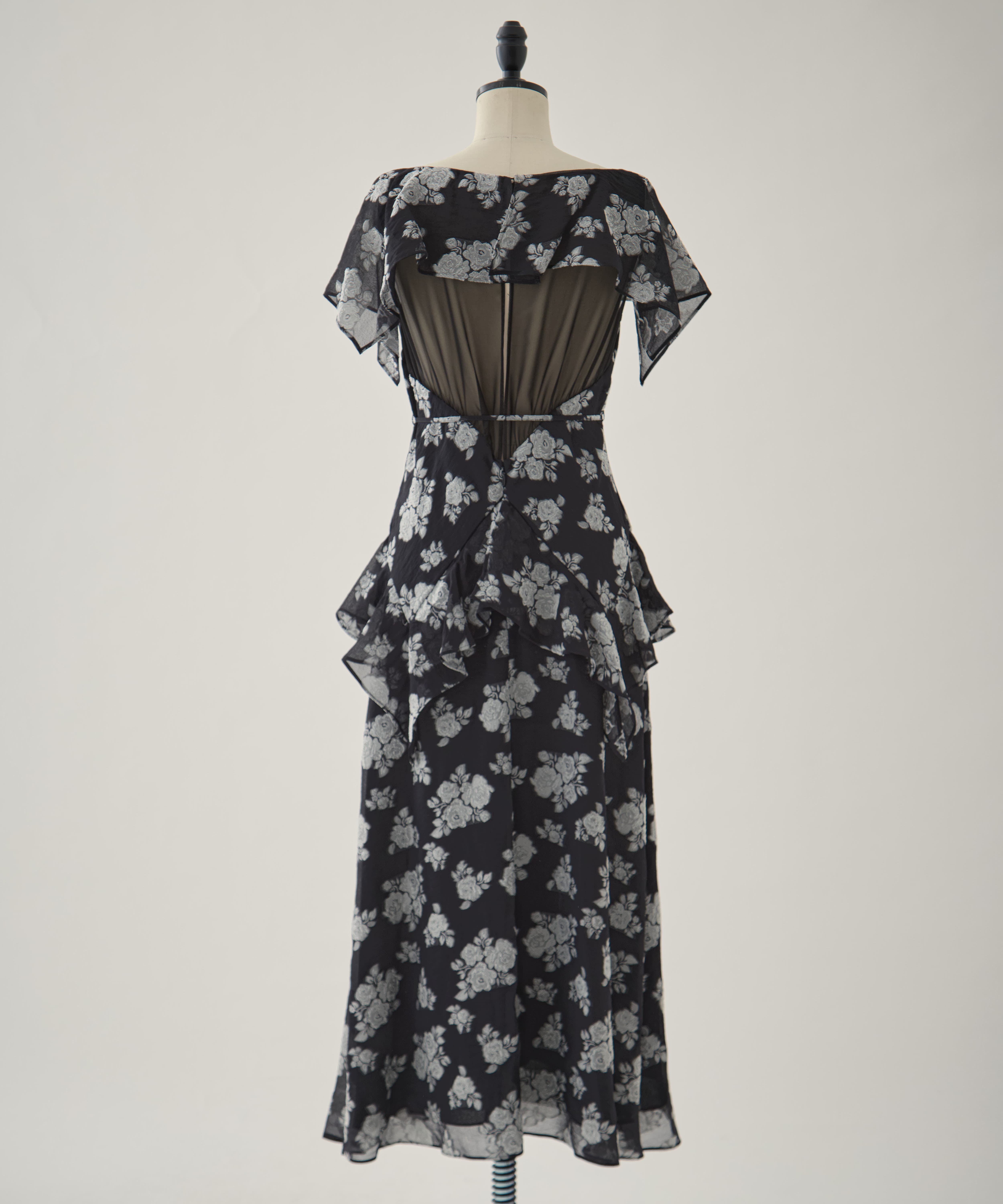 SHEER FLORAL JACQUARD DRESS FETICO