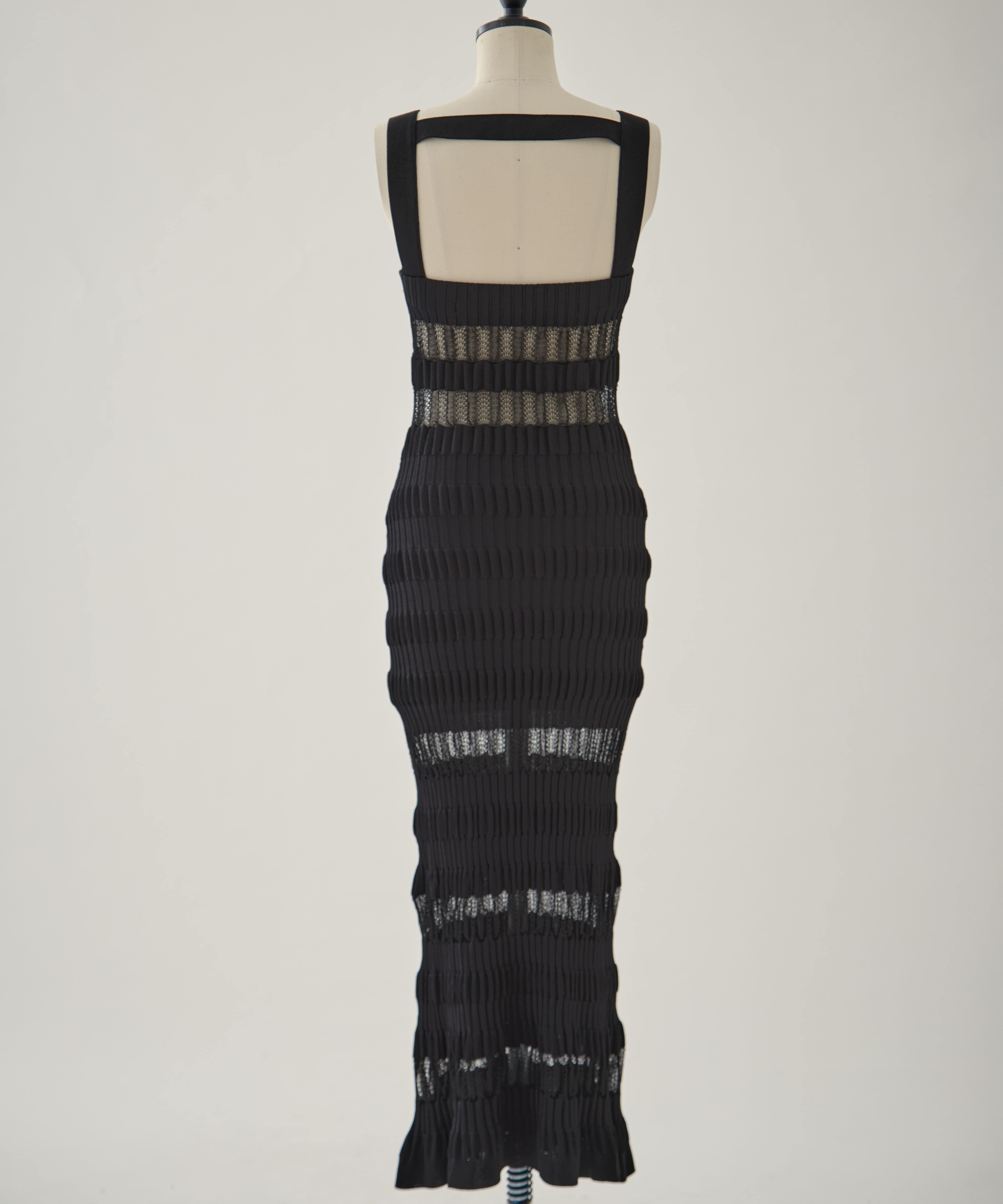 SHEER STRIPE KNIT LONG DRESS FETICO