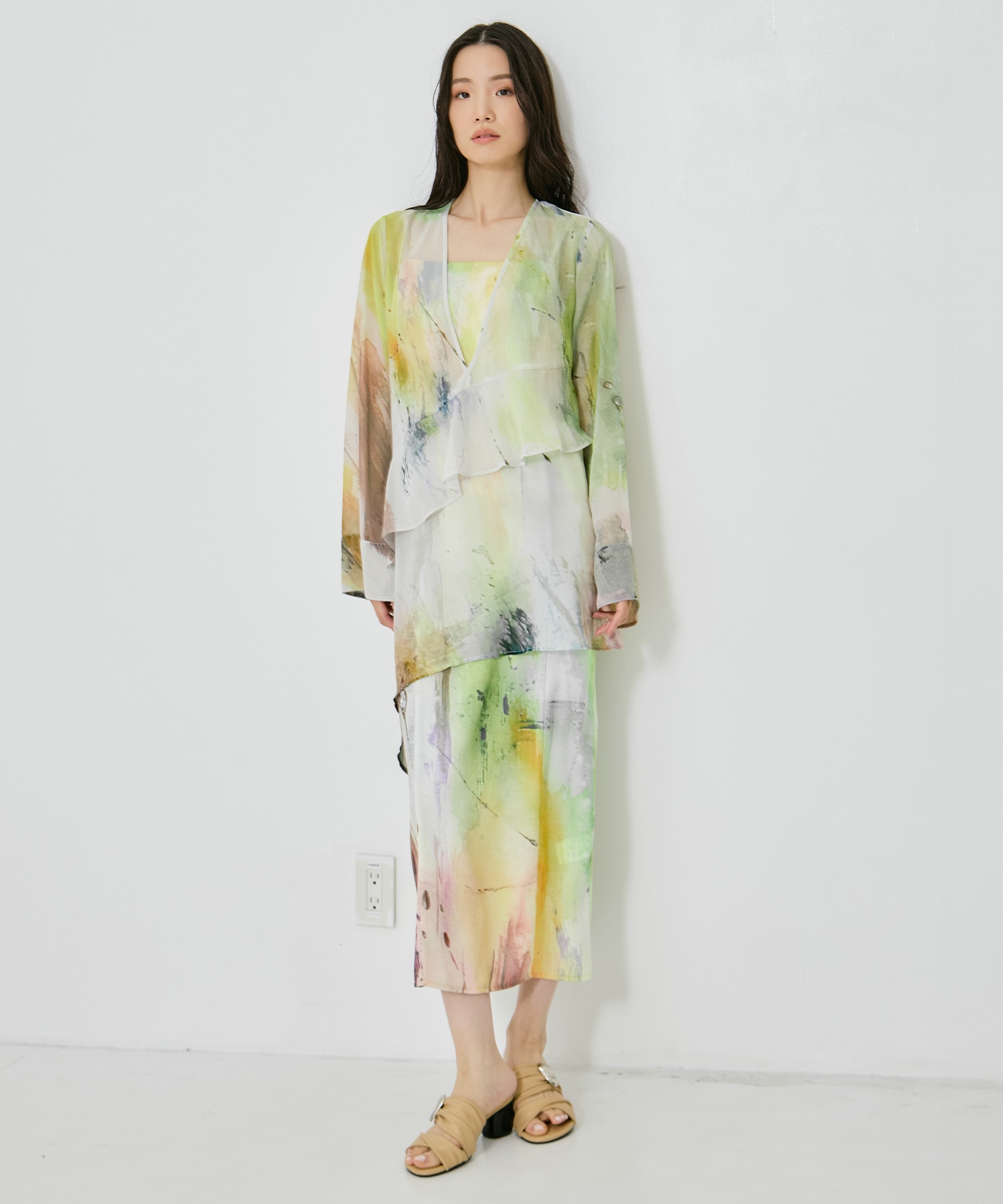 PAINTED TEXTURE ART LAYERED DRESS AMERI