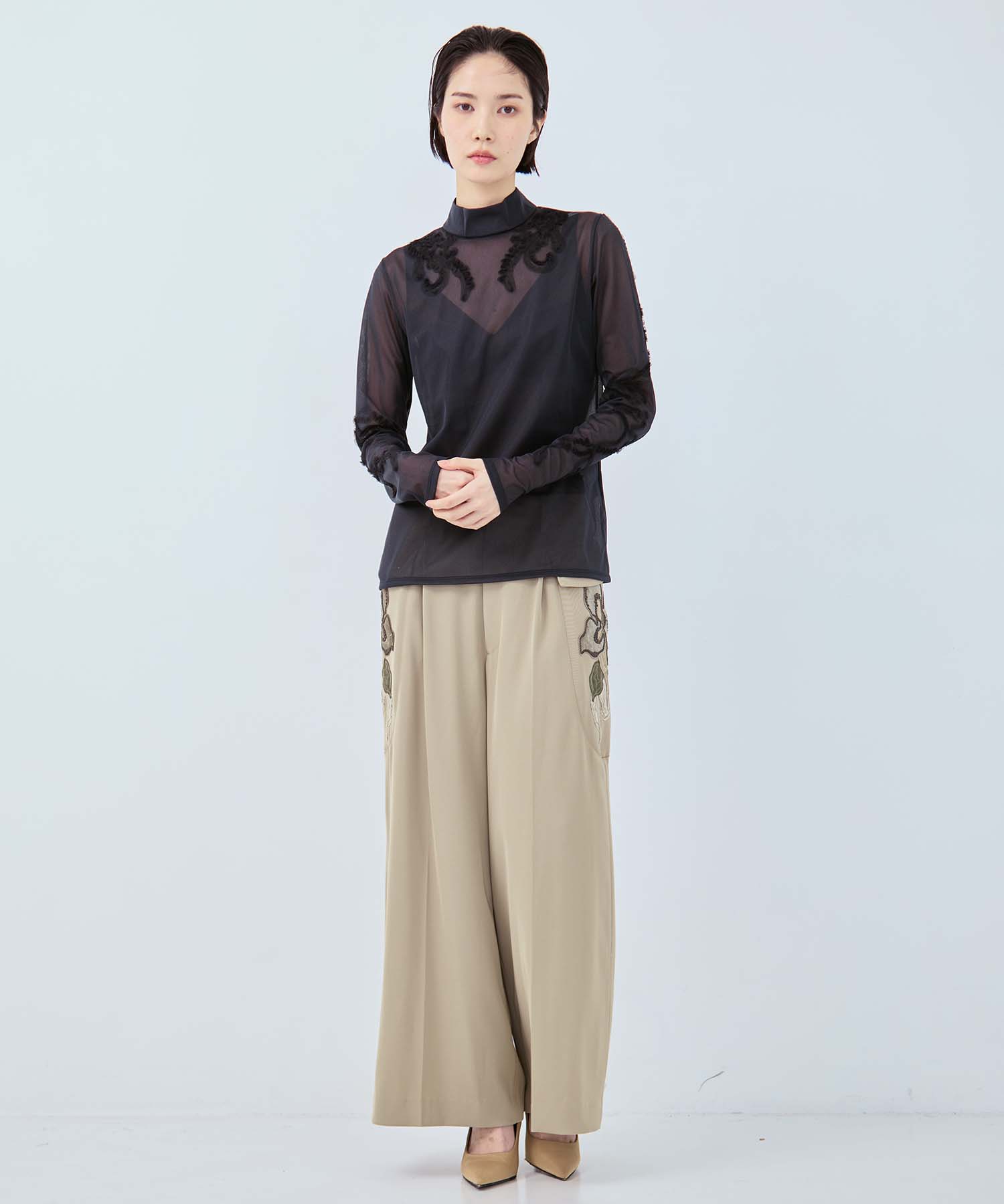 別注Moon road embroidered sheer top MURRAL