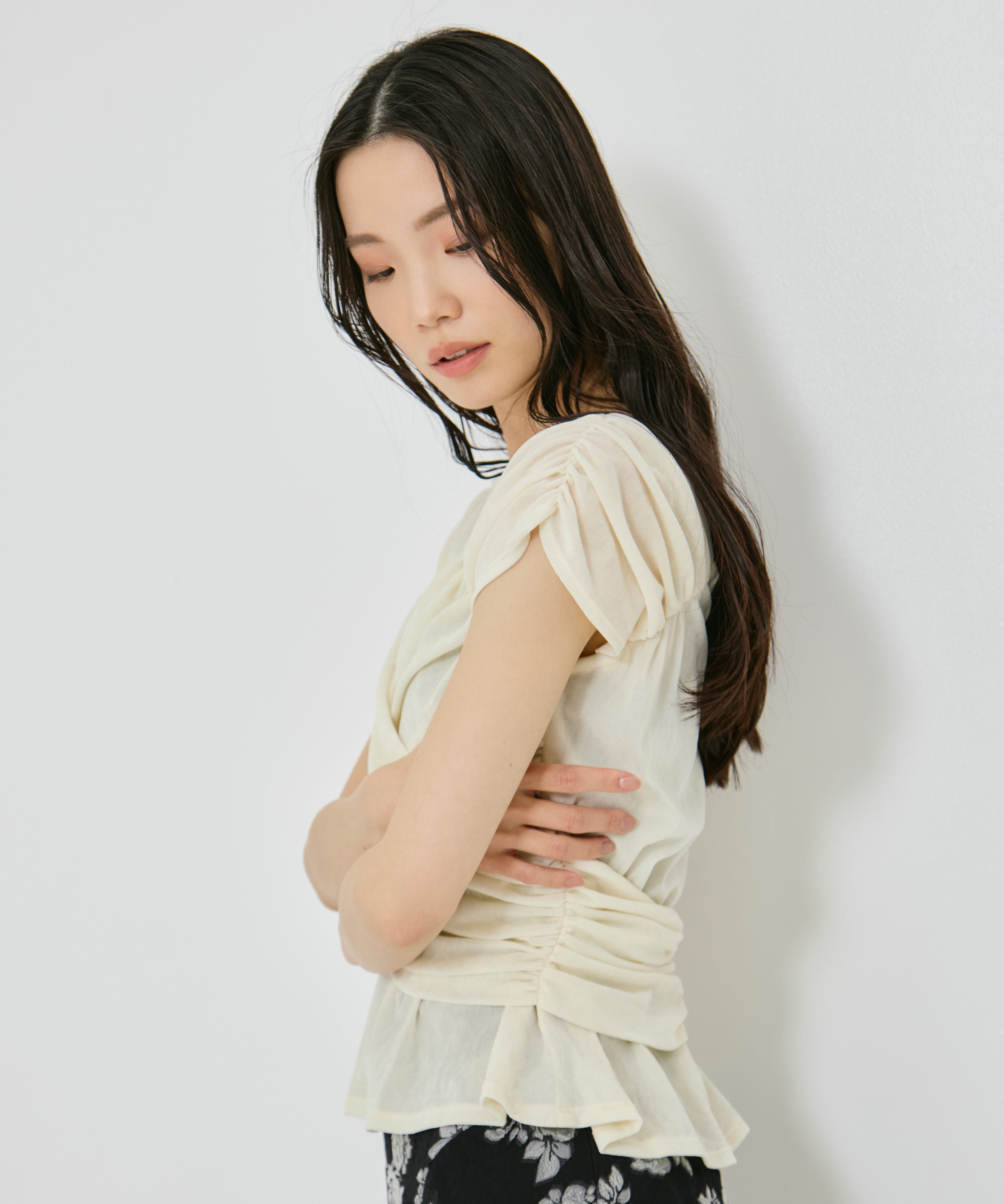 VELVET TULLE GATHERED TOP FETICO