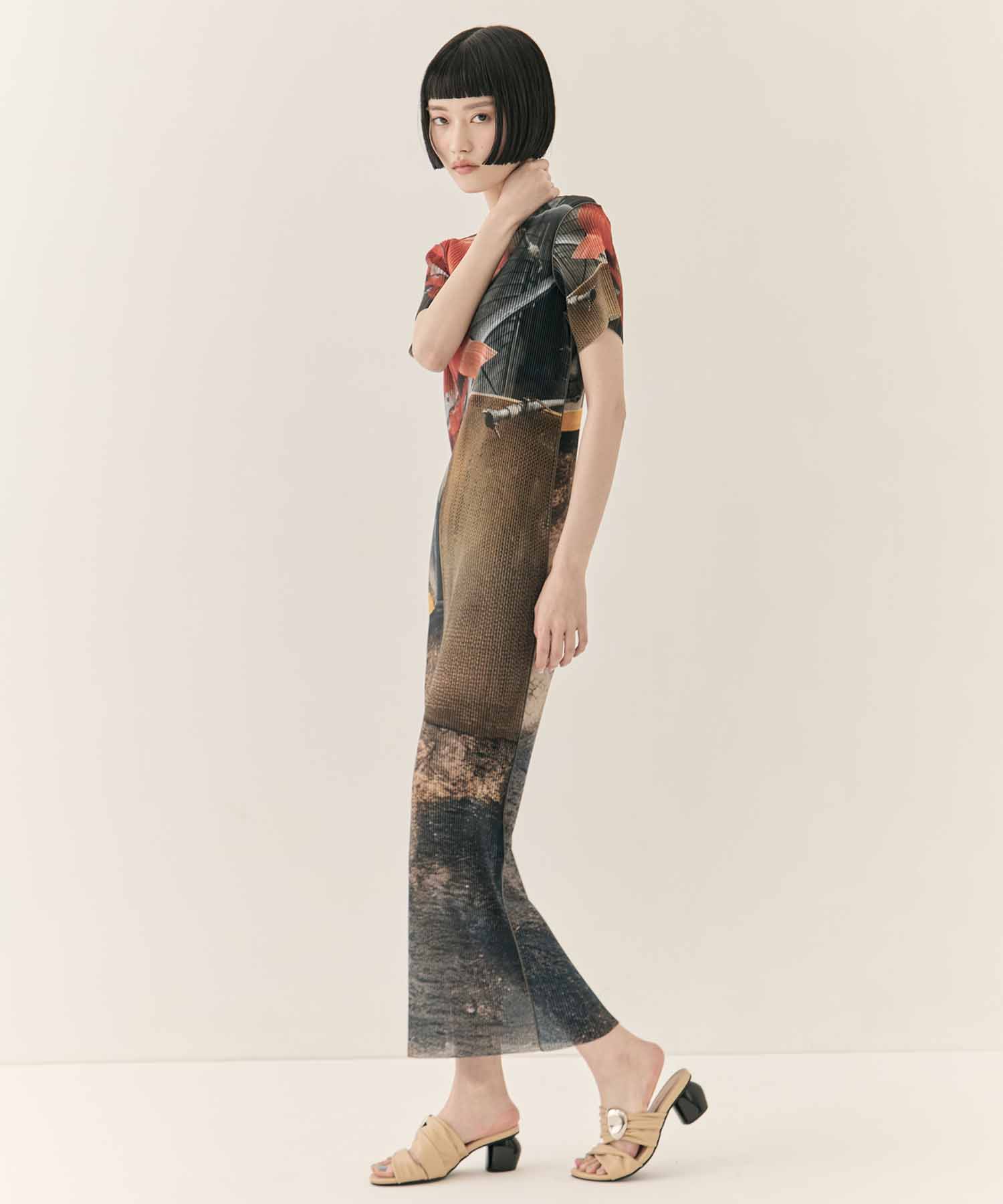 SHEER GRAPHIC DRESS SHORTSLEEVE kotohayokozawa