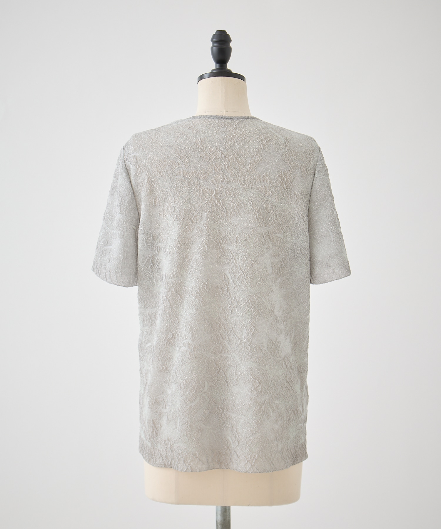 Floral Jacquard Sheer Short Sleeve Knit Top Mame Kurogouchi