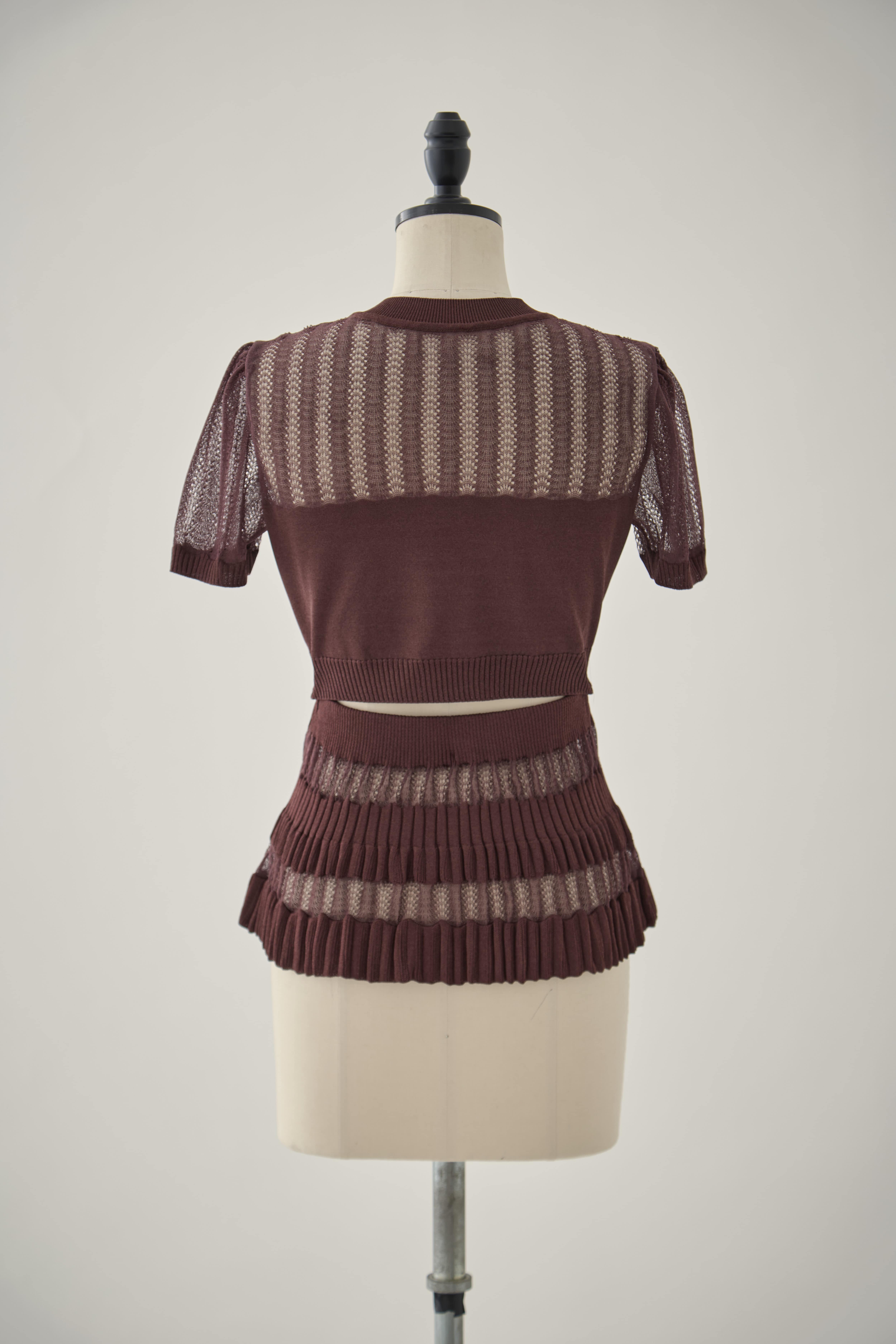 CONVERTIBLE SHEER STRIPE KNIT CARDIGAN FETICO