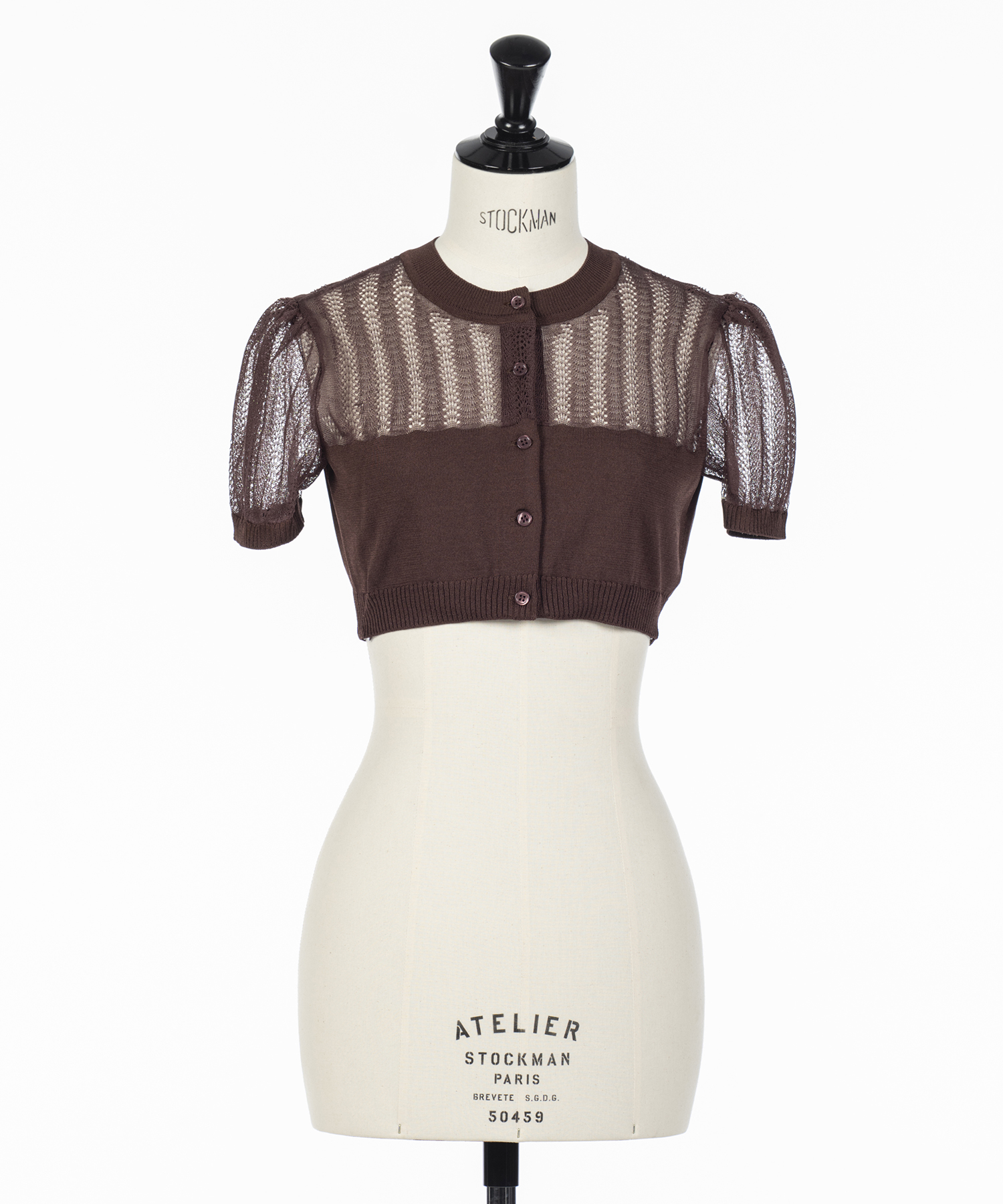 CONVERTIBLE SHEER STRIPE KNIT CARDIGAN FETICO