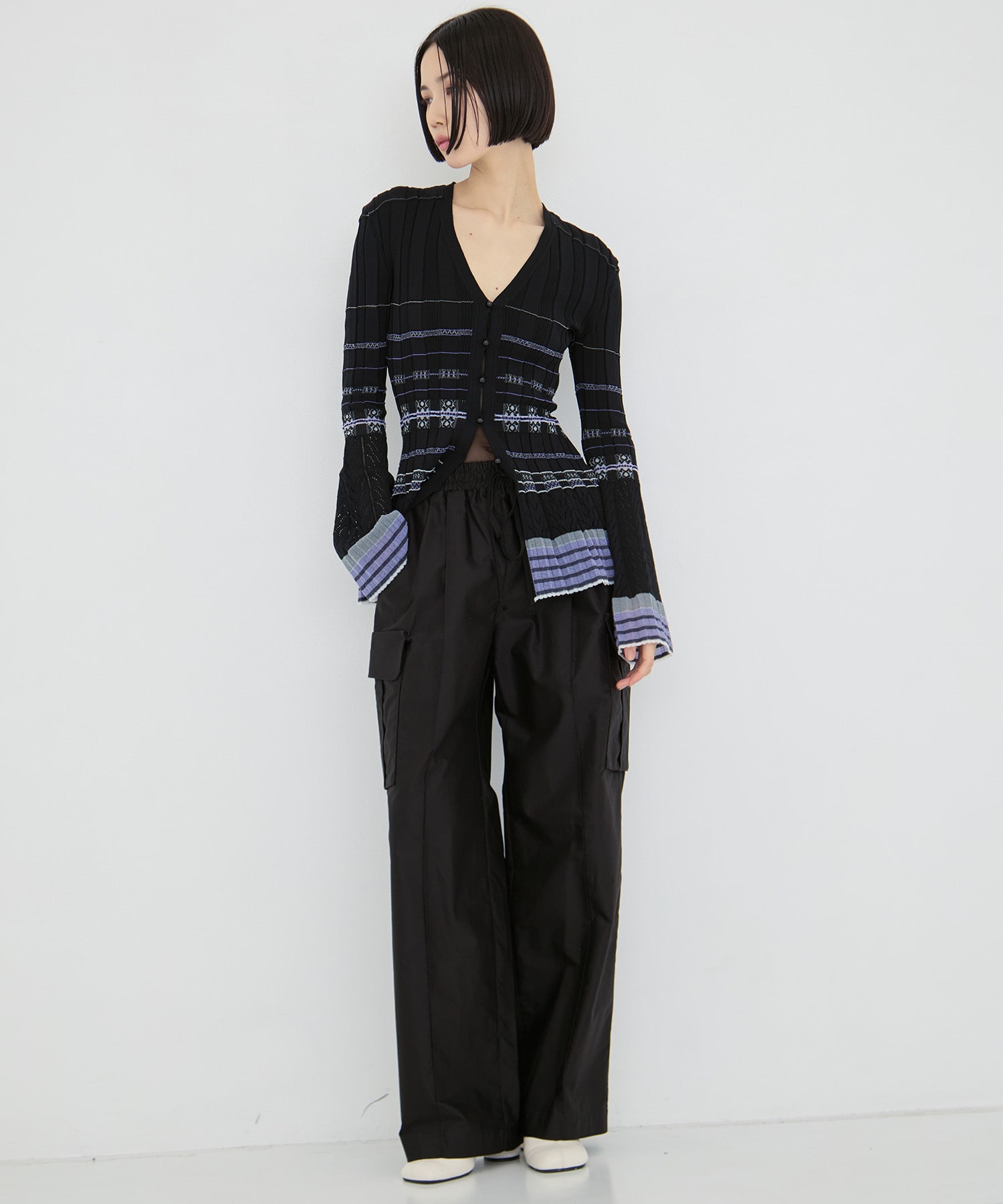 Cotton High Waisted Cargo Trousers Mame Kurogouchi