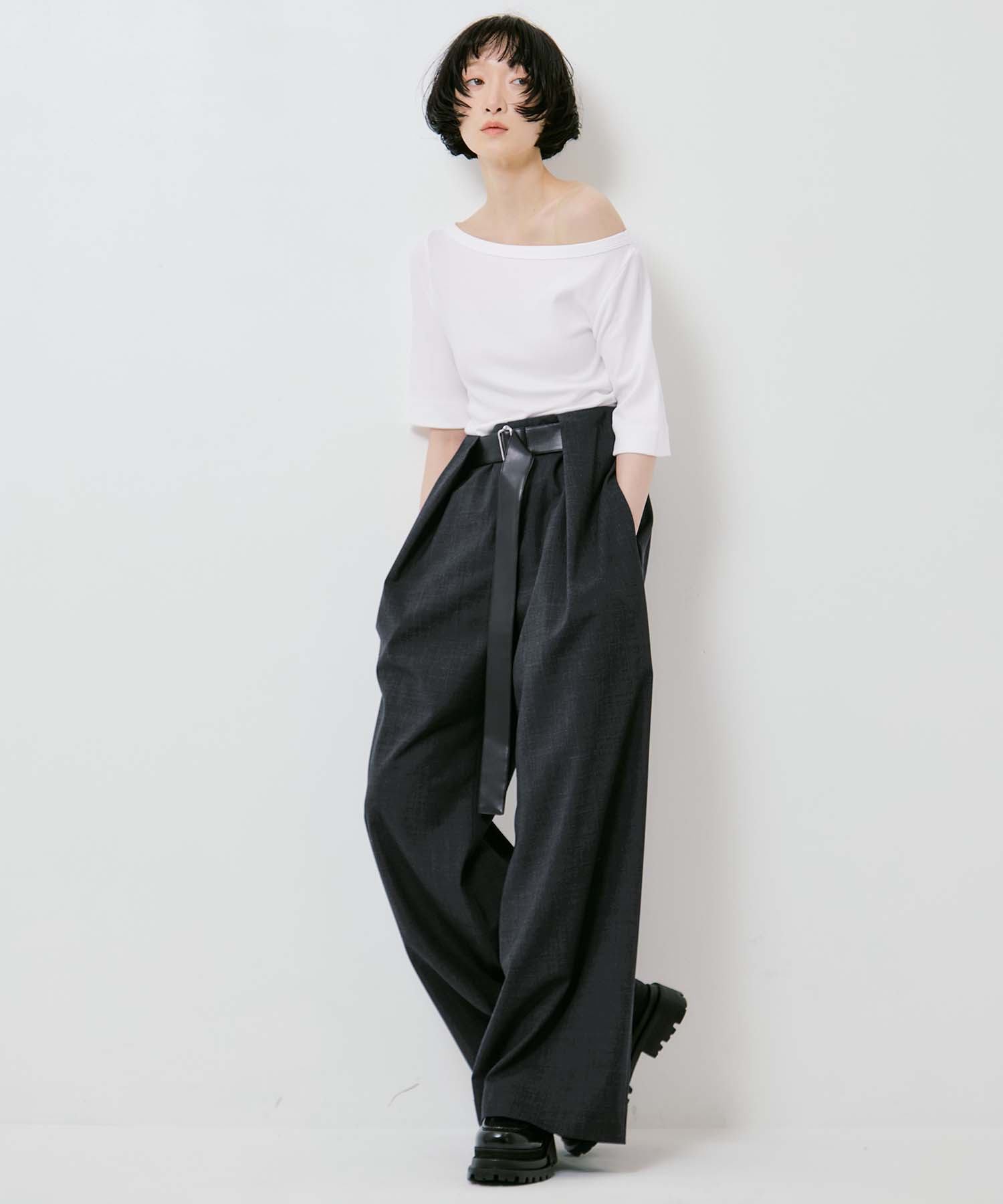 Summer Wool Belted Trousers STUDIOUS