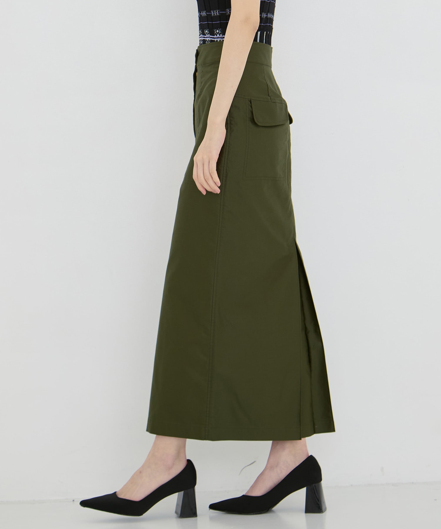 Cotton High Waisted Work Skirt Mame Kurogouchi