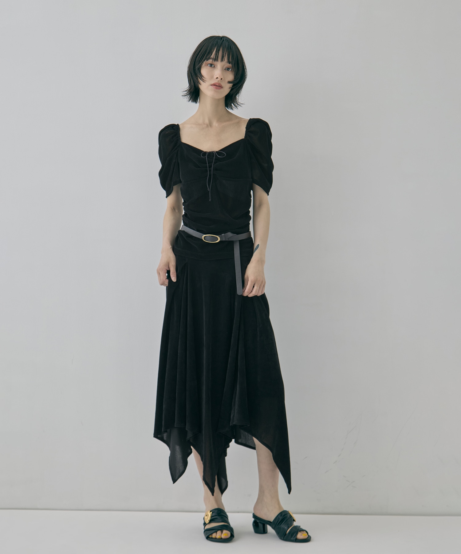 VELVET TULLE GATHERED SKIRT FETICO