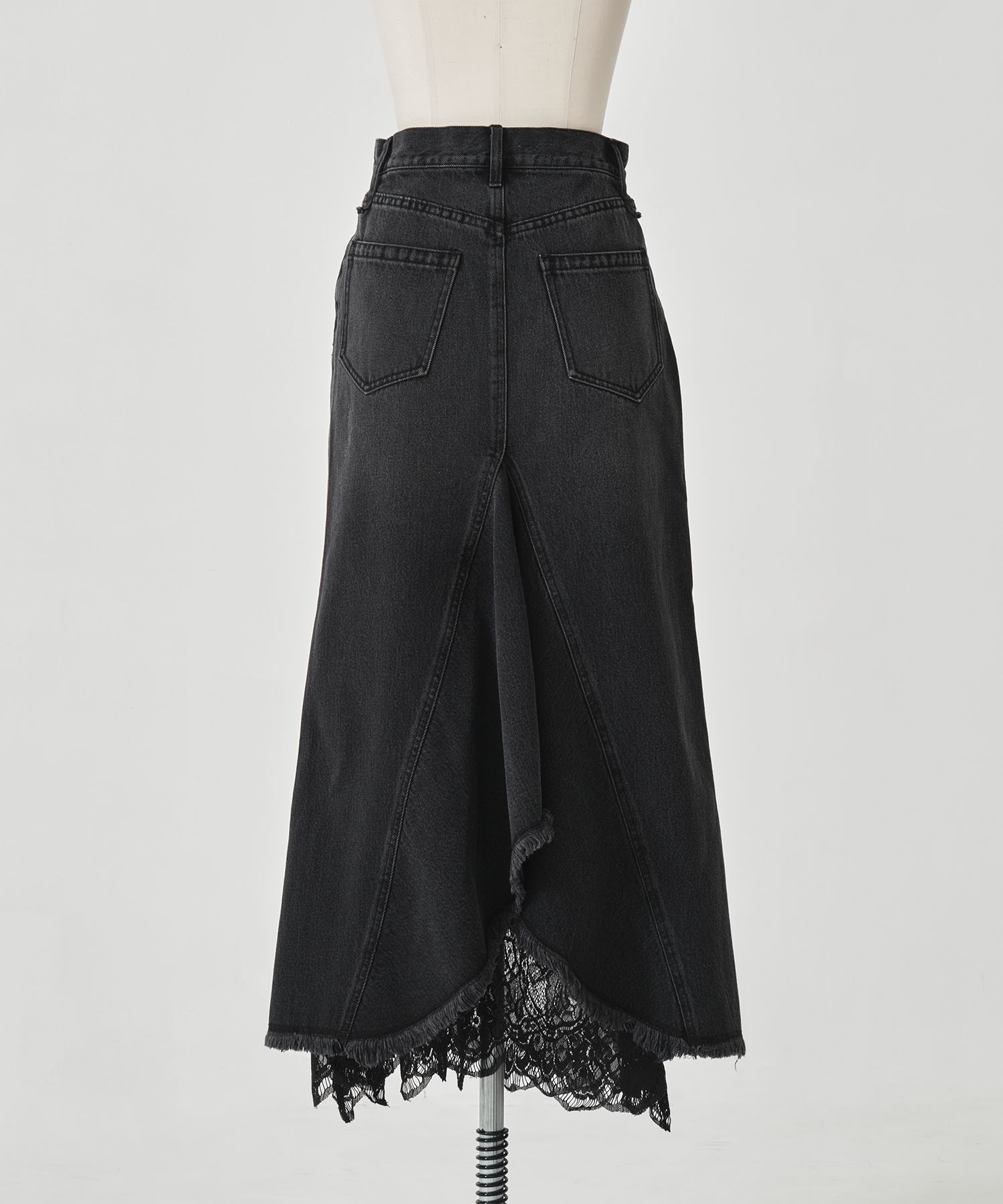 REMAKE LIKE DENIM LACE LAYERED SKIRT AMERI