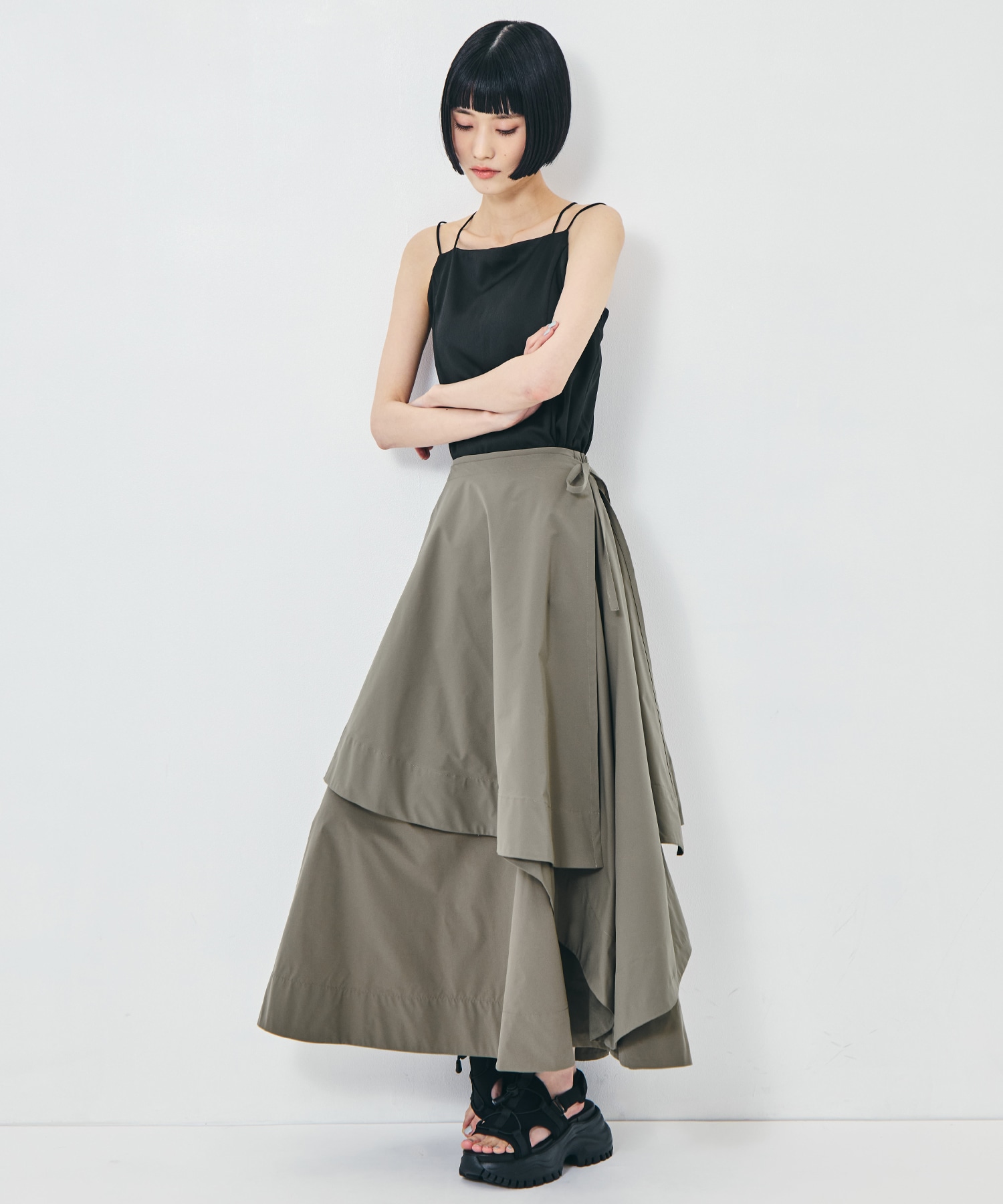Asymmetry Wrap Layer Skirt STUDIOUS