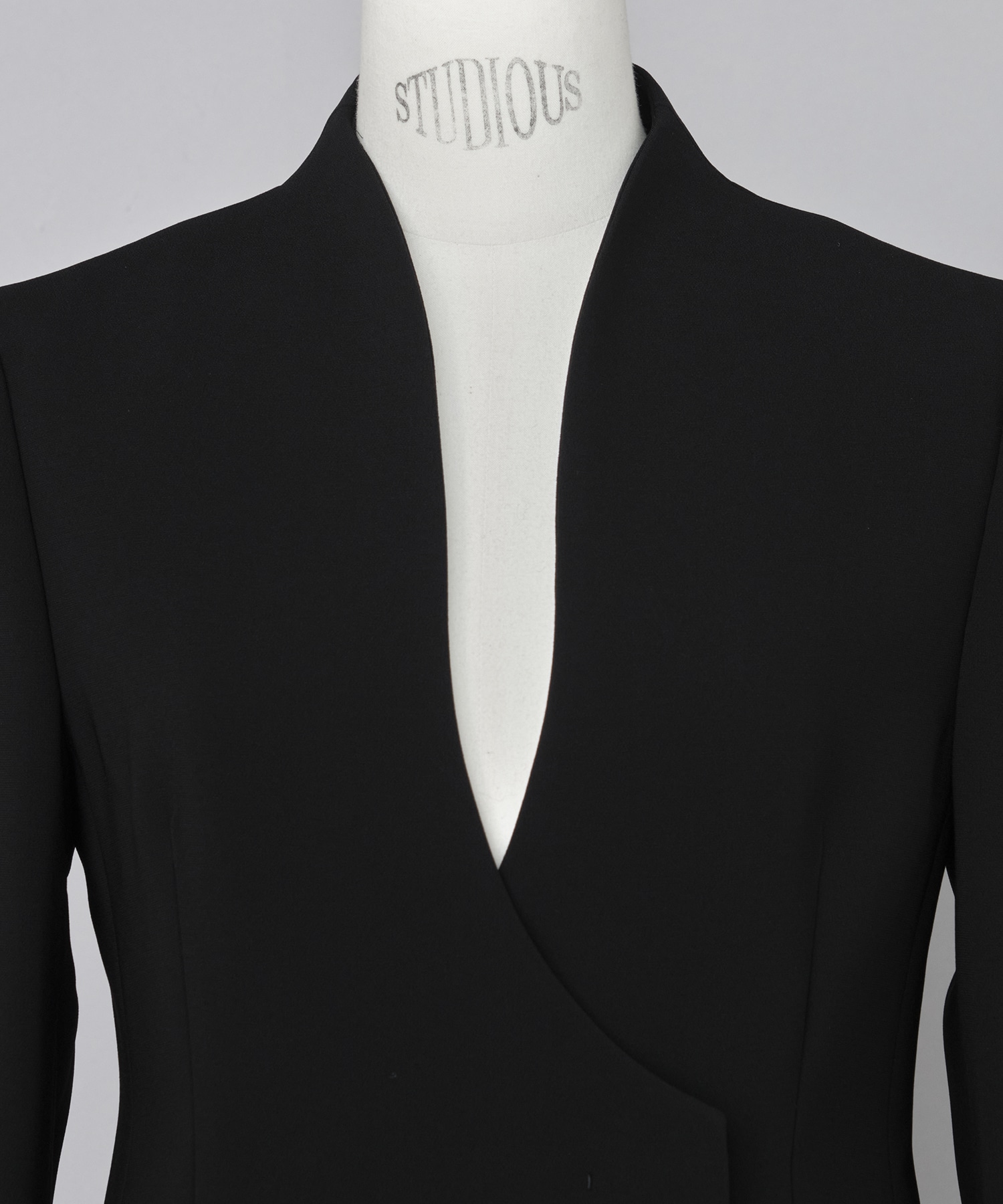 Triacetate Polyester Collarless Double Breasted Suit Jacket Mame Kurogouchi