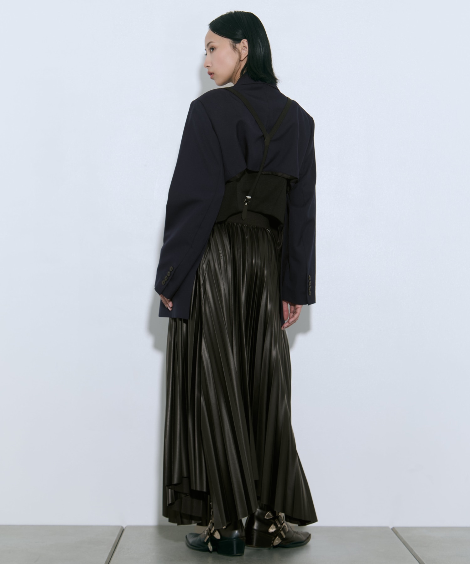 Metal leather suspenders TOGA