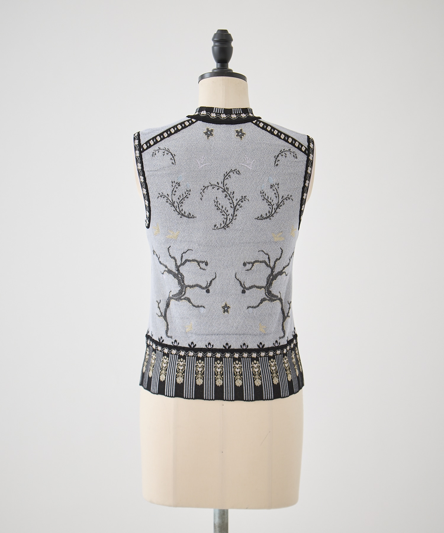 Layered Jacquard Sleeveless Knit Top Mame Kurogouchi