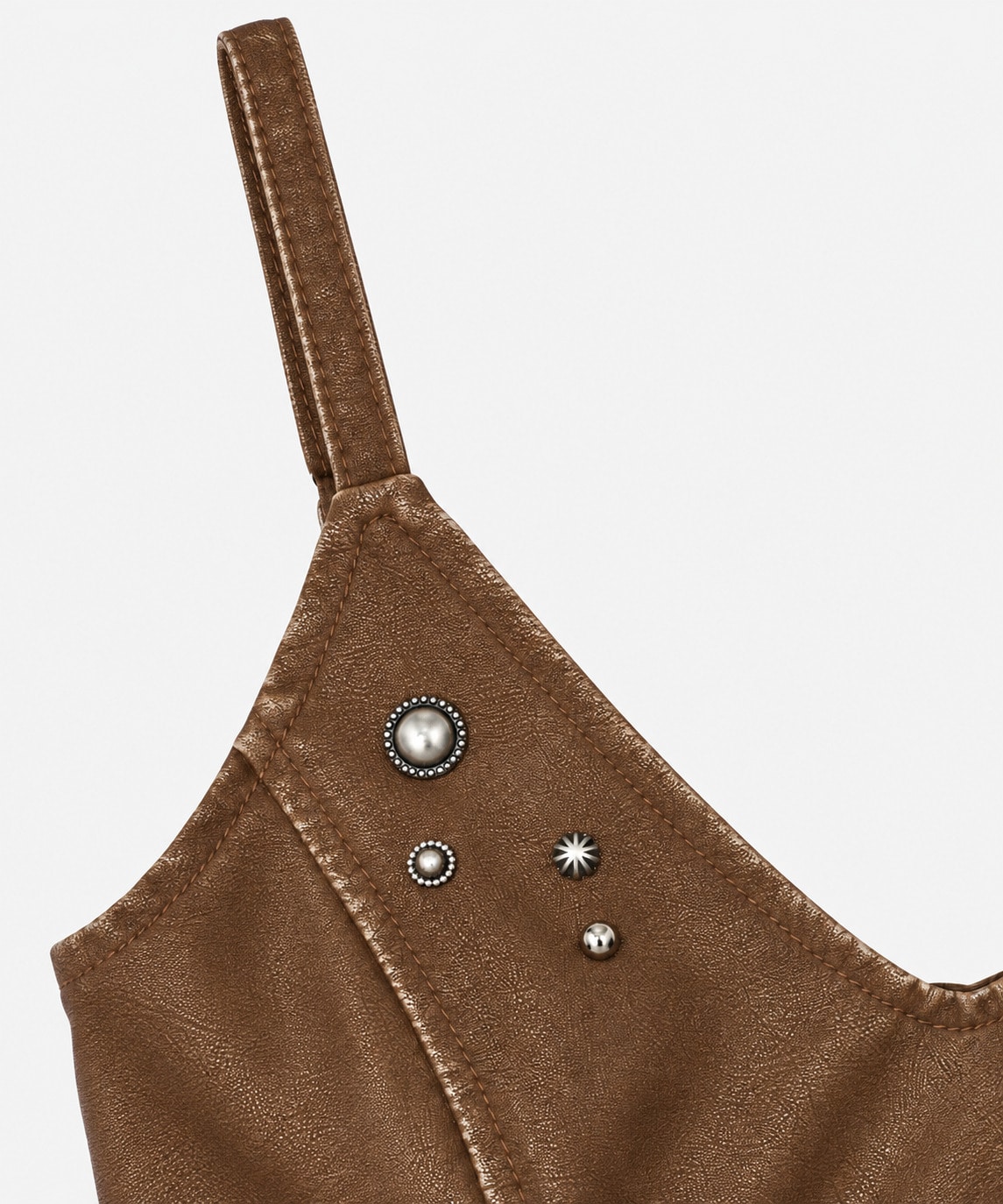 STUDS PEPLUM SYNTHETIC LEATHER BUISTIER AMERI