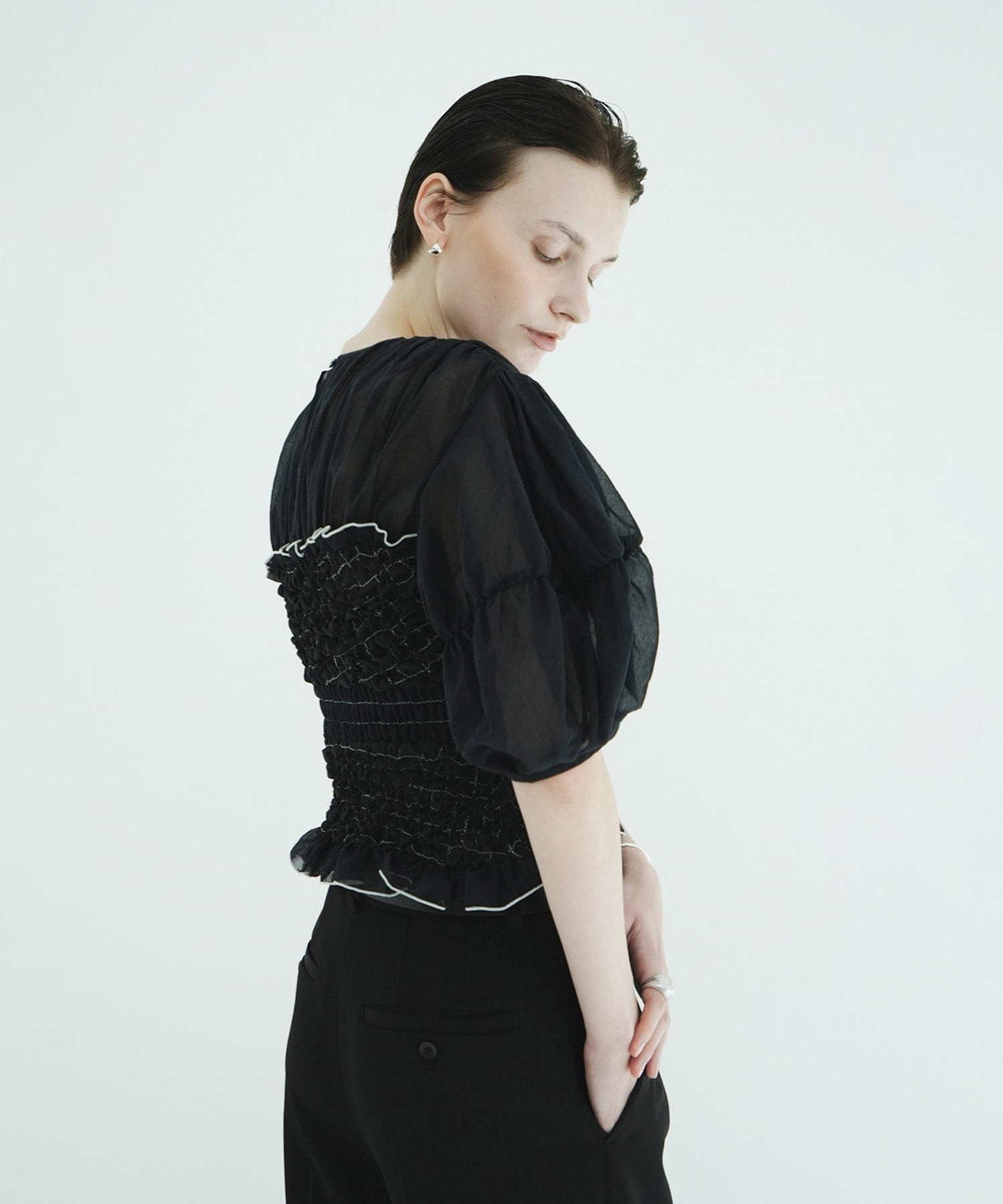 COLOR STITCHED SHIRRING TOPS CLANE