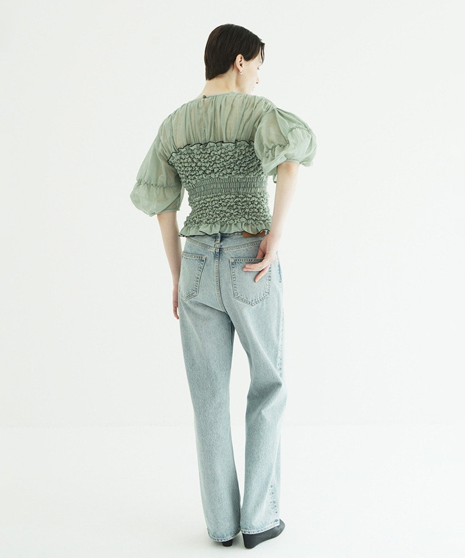 COLOR STITCHED SHIRRING TOPS CLANE
