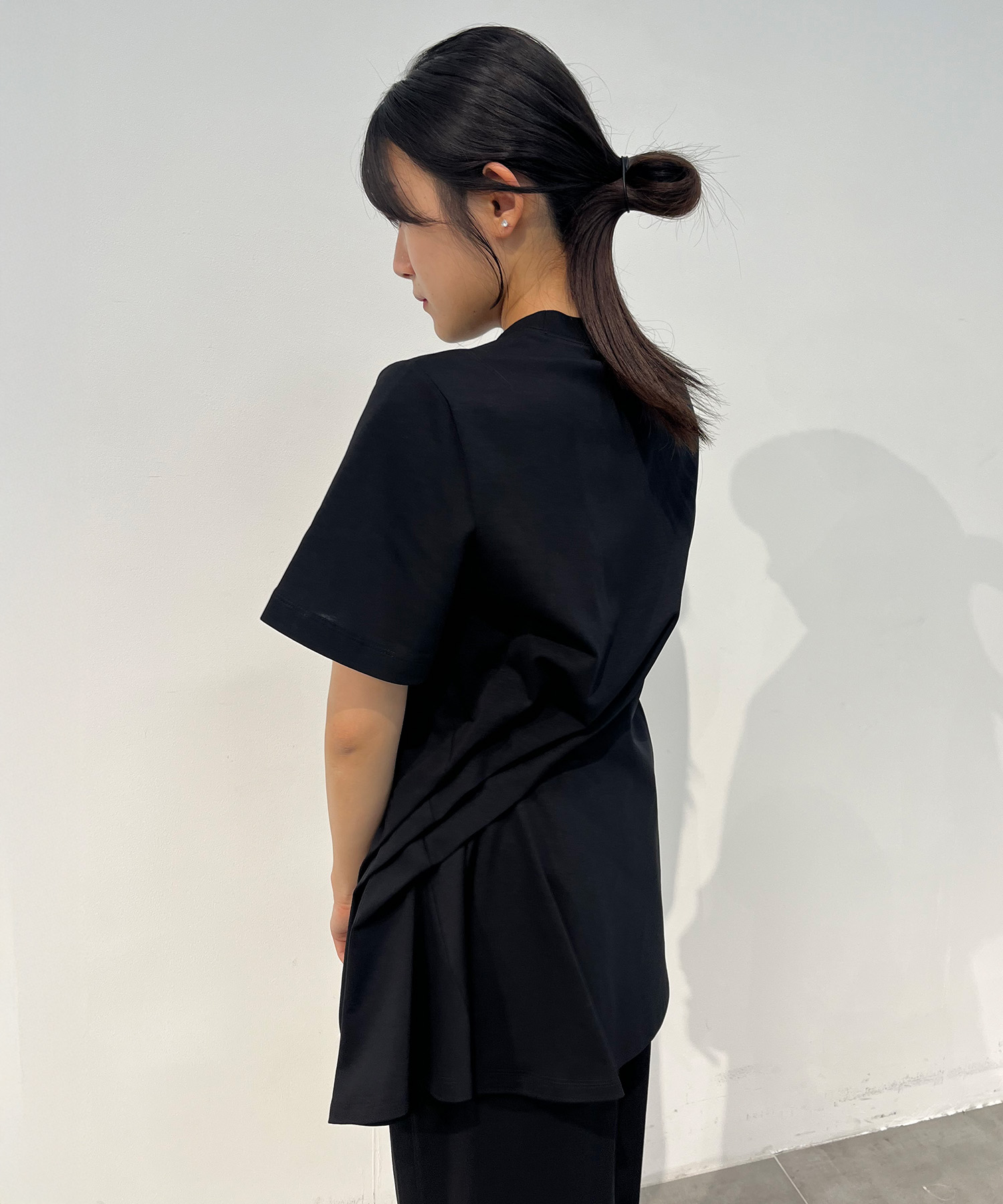 Cotton Jersey Asymmetric T-Shirt Mame Kurogouchi