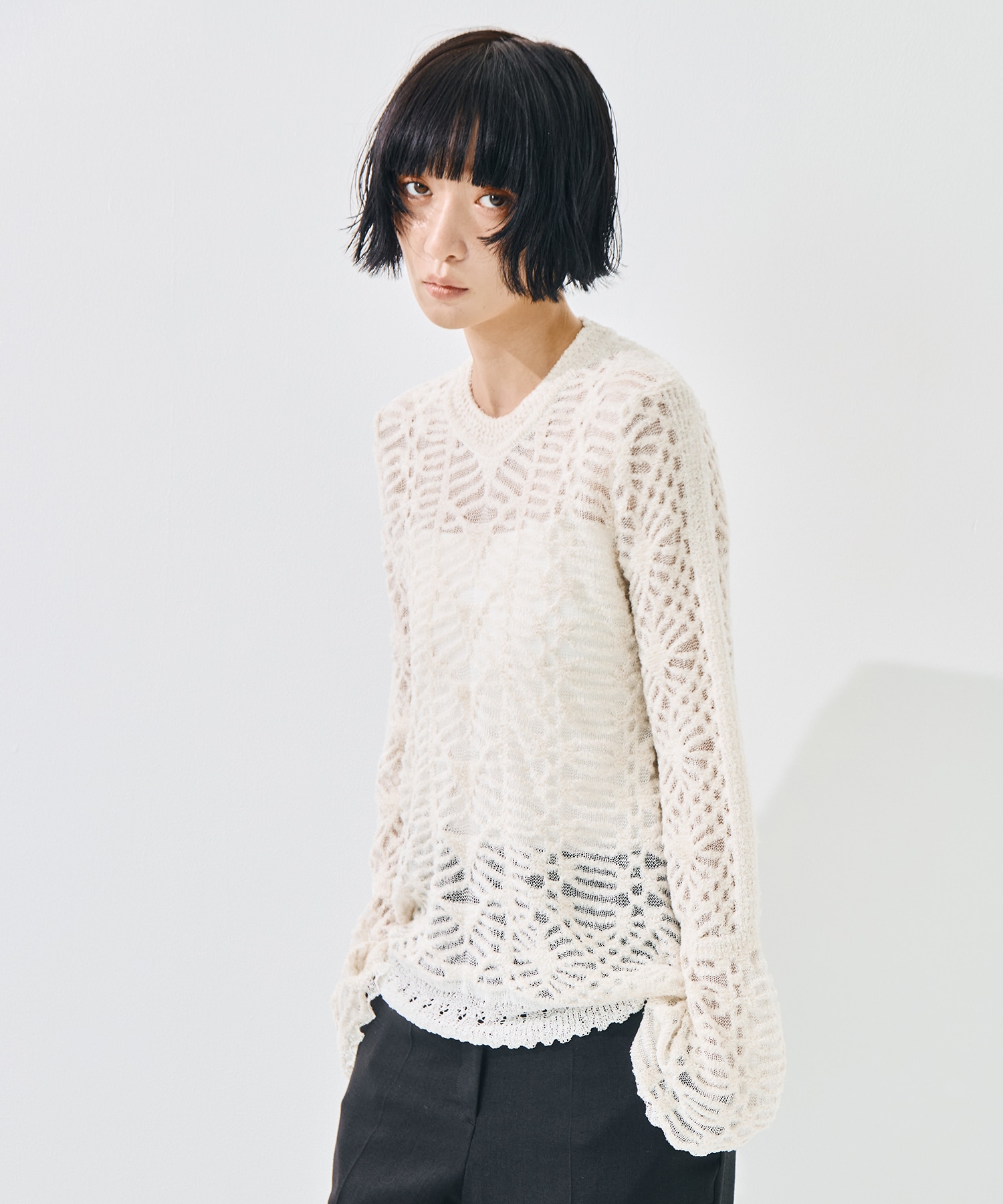 Sheer Jacquard Mole Knit Top Mame Kurogouchi