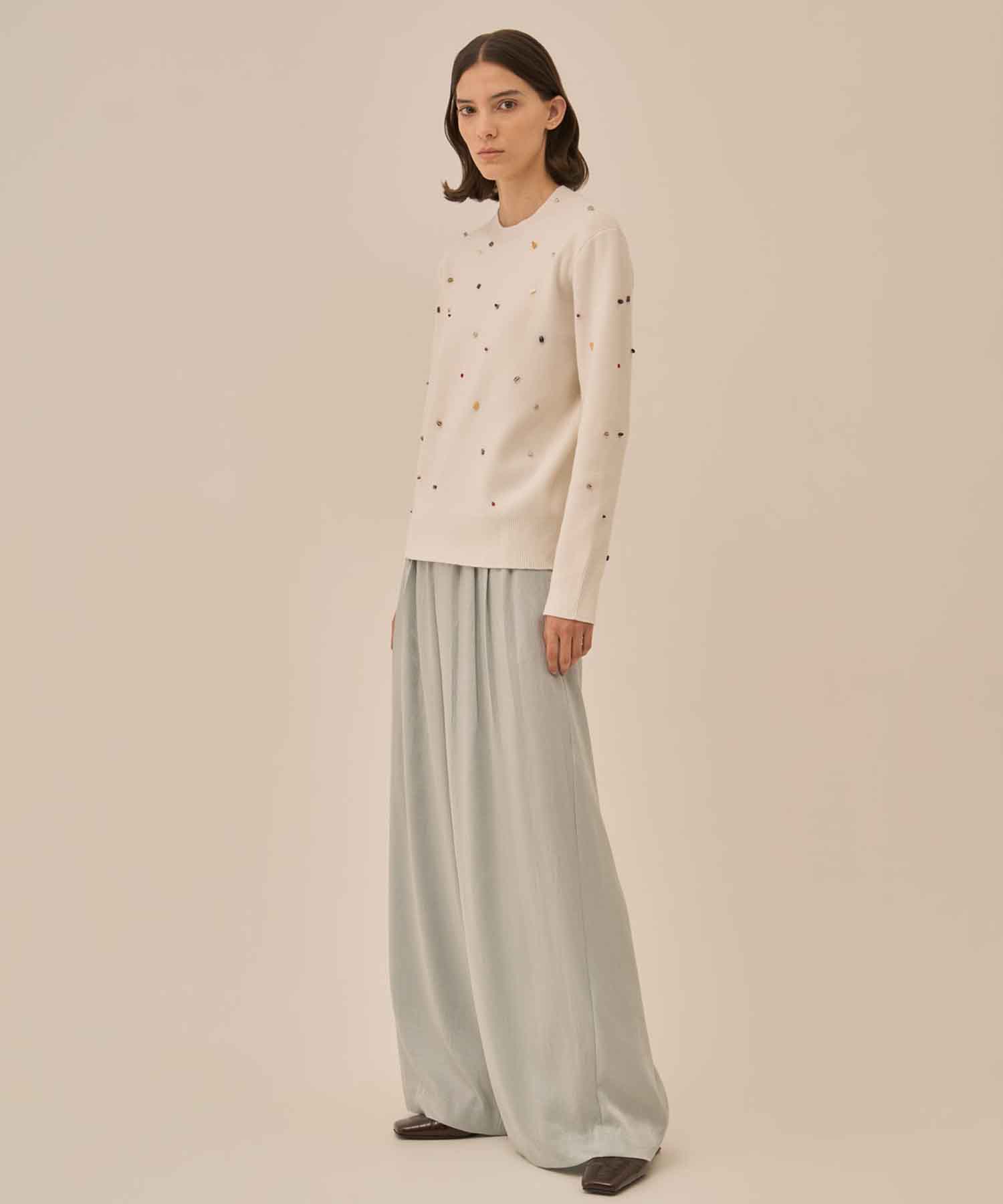 Aila glass beads& ores knit pullover AKIRANAKA