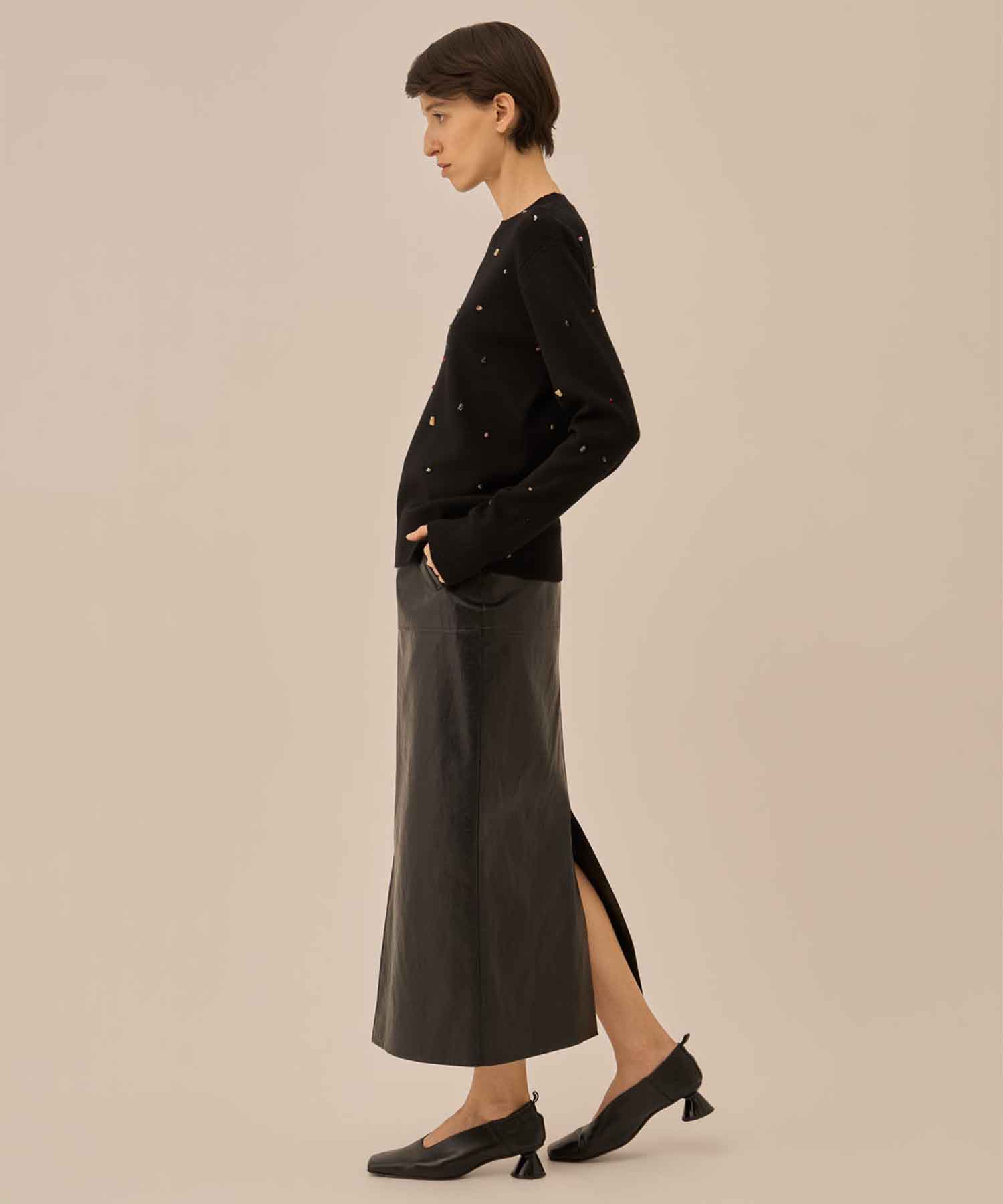 Aila glass beads& ores knit pullover AKIRANAKA
