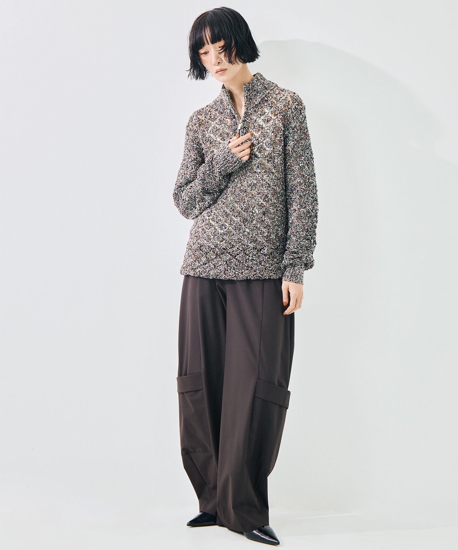 MULTI-COLORED HALF-ZIP KNIT TAAKK