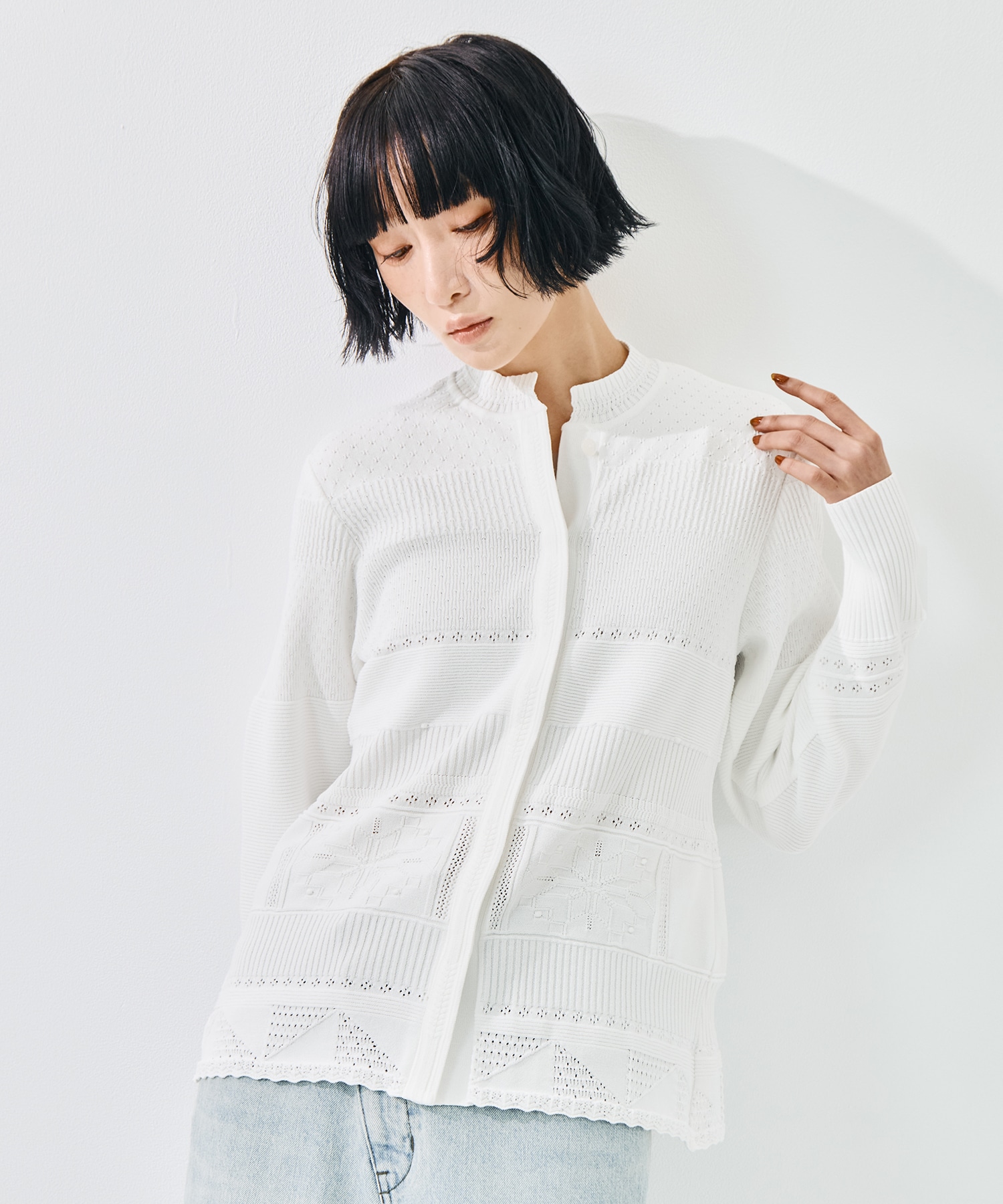 Knit Lace Cardigan Mame Kurogouchi