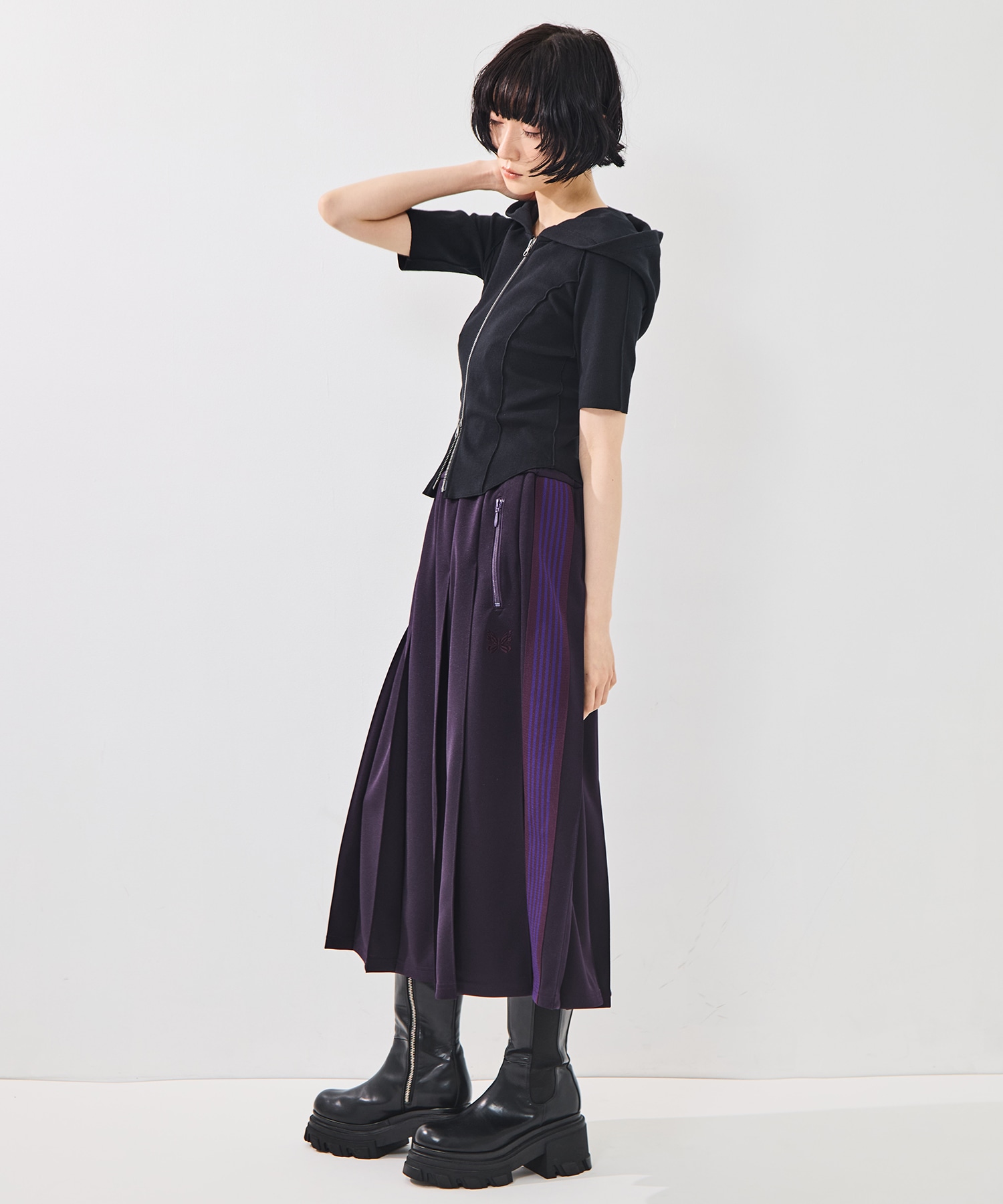 Pleated Tarack Skirt-Poly smooth Needles