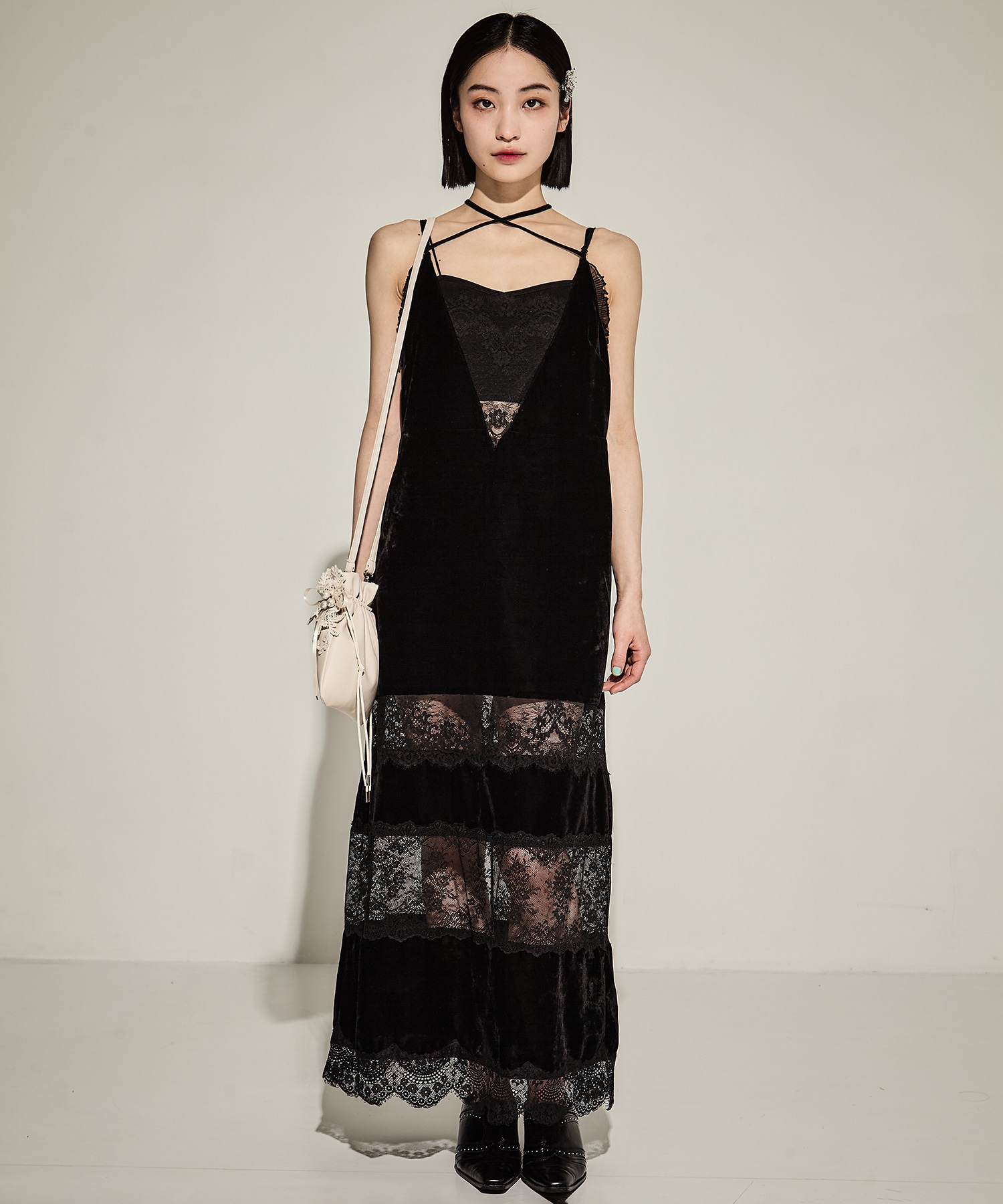 lace flower drawstring sacoche tanakadaisuke