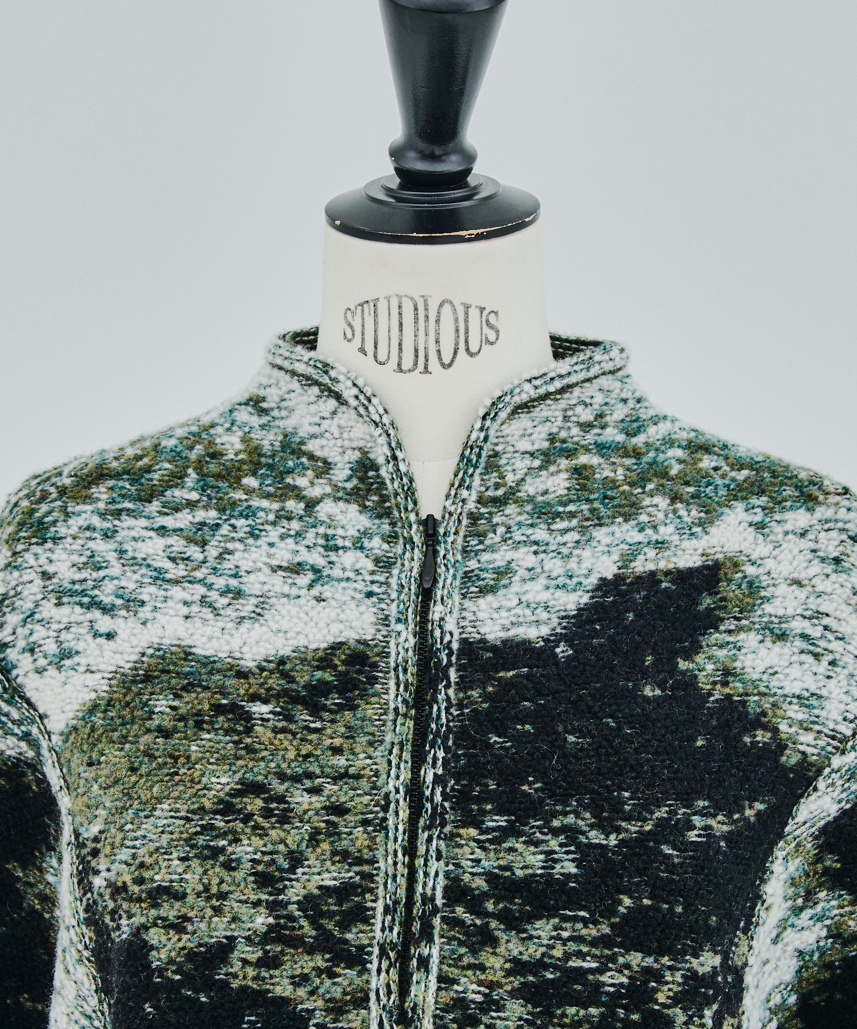 Pile Jacquard Half Zip Knit Top Mame Kurogouchi