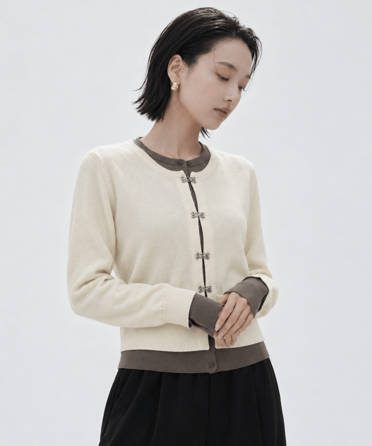 Double Layer Knit Cardigan STUDIOUS